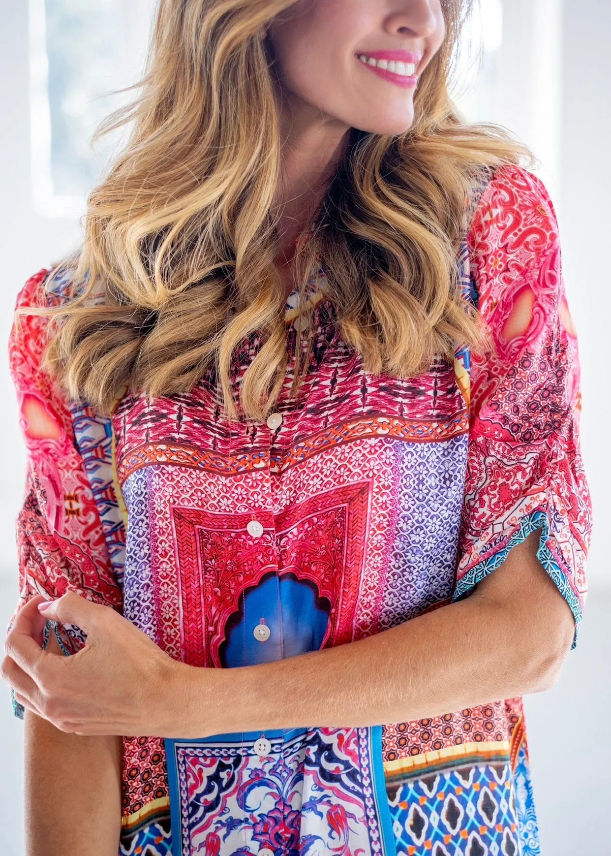 Ariel Dress With Mosaic Print In Pink