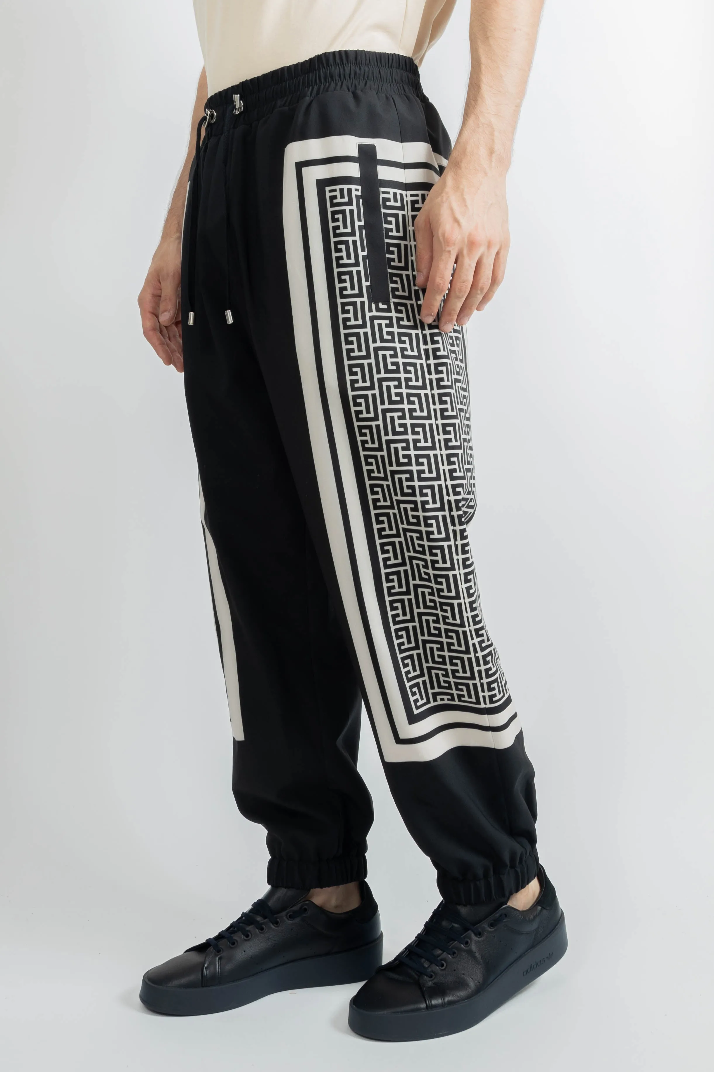 Balmain Monogrammed Scarf Joggers Black