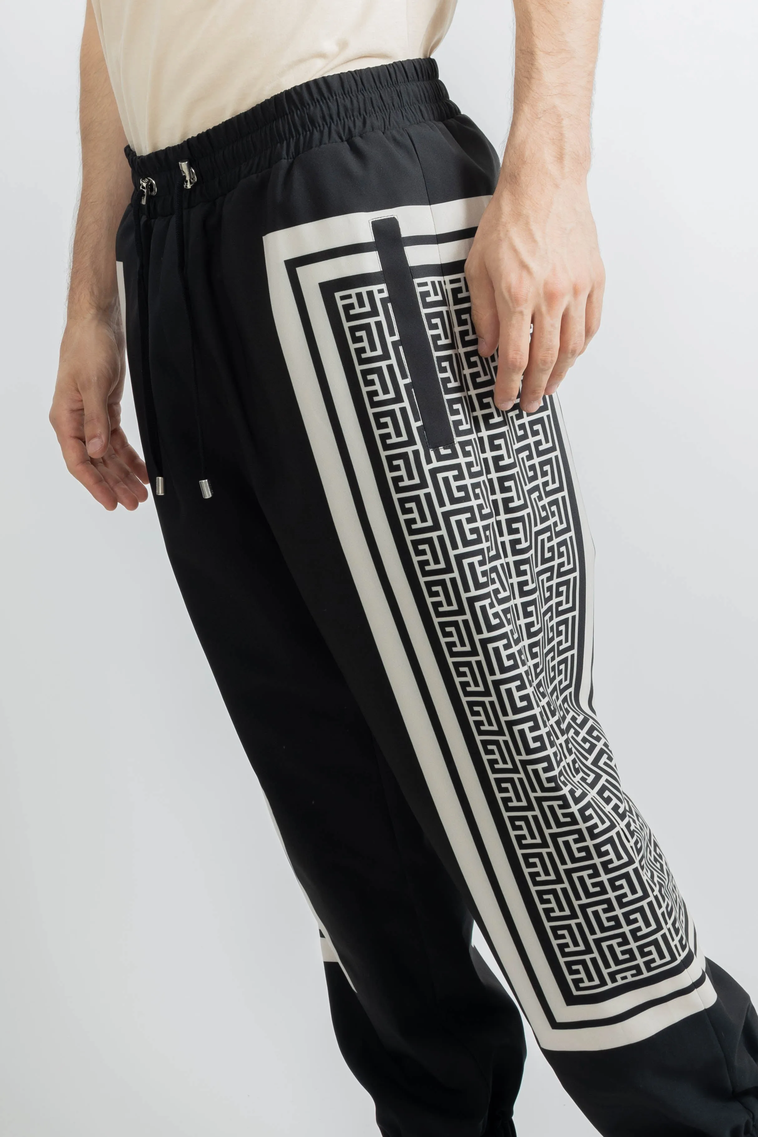 Balmain Monogrammed Scarf Joggers Black