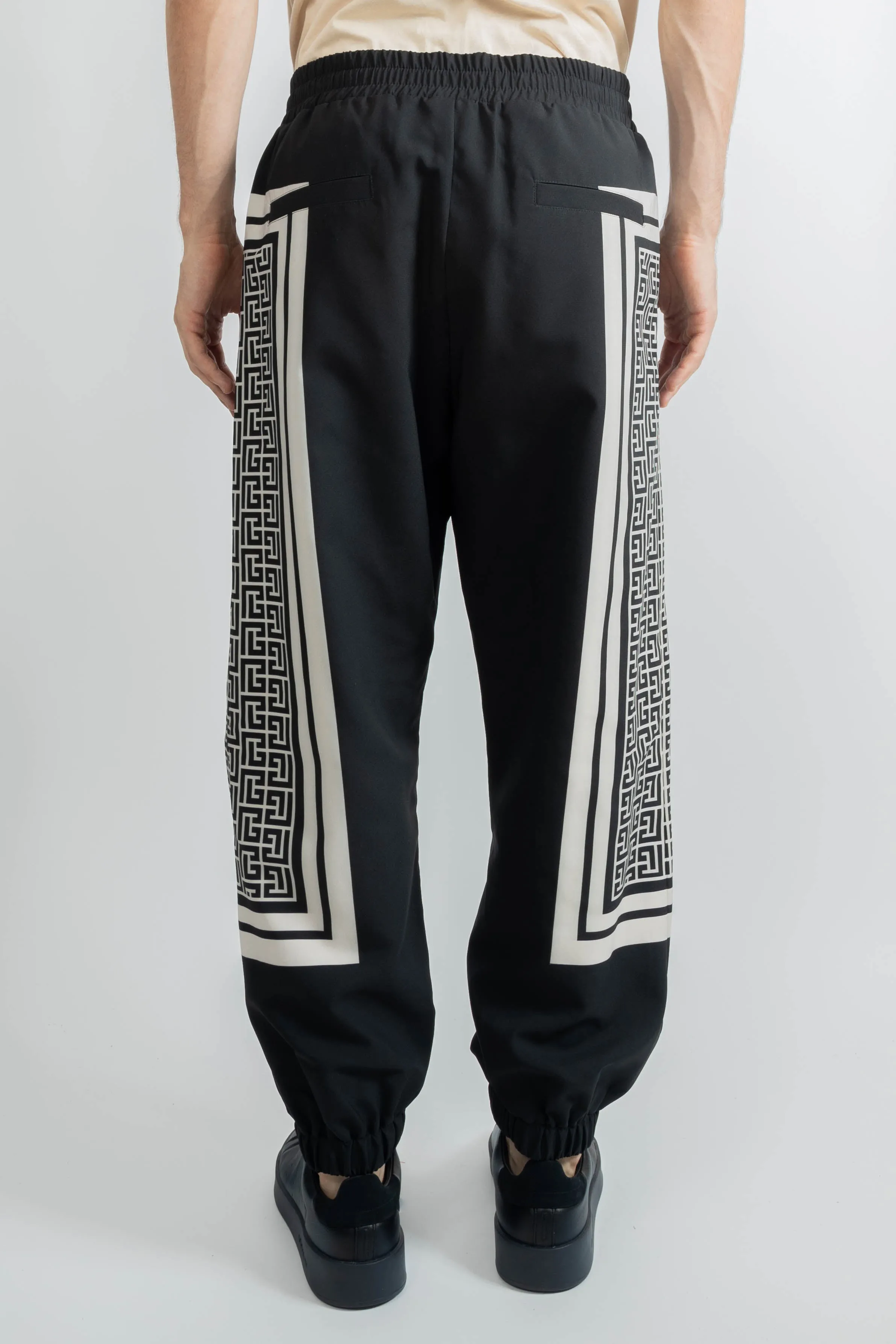 Balmain Monogrammed Scarf Joggers Black