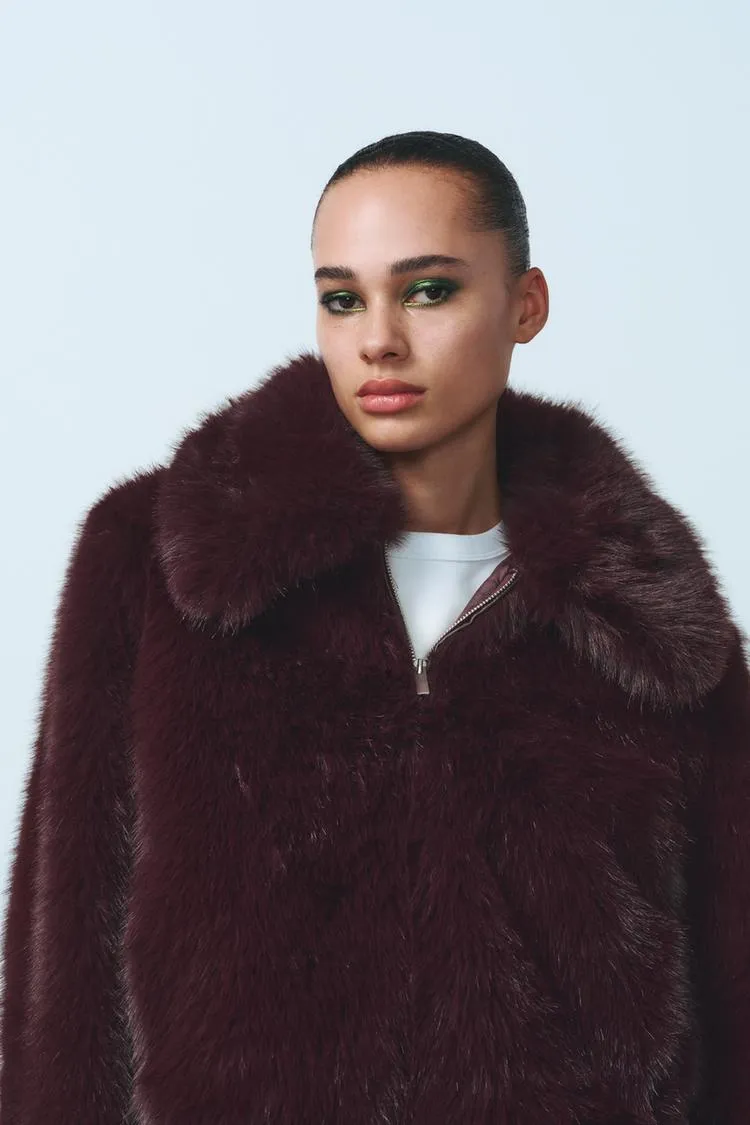 Brit & Boho™ I Lindsay Short Faux Fur Coat