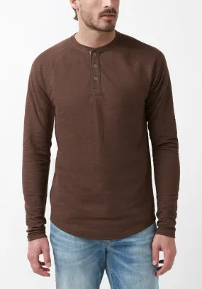 Buffalo Jeans Mens Long Sleeve Henley Shirt Chocolate Brown Small