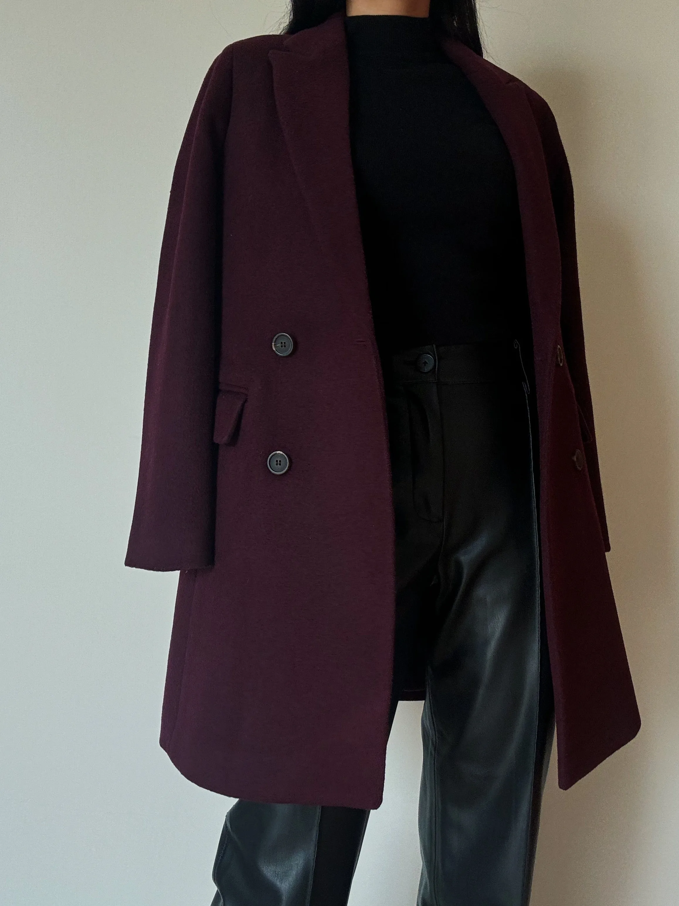 Burgundy Coat (30% Wool)