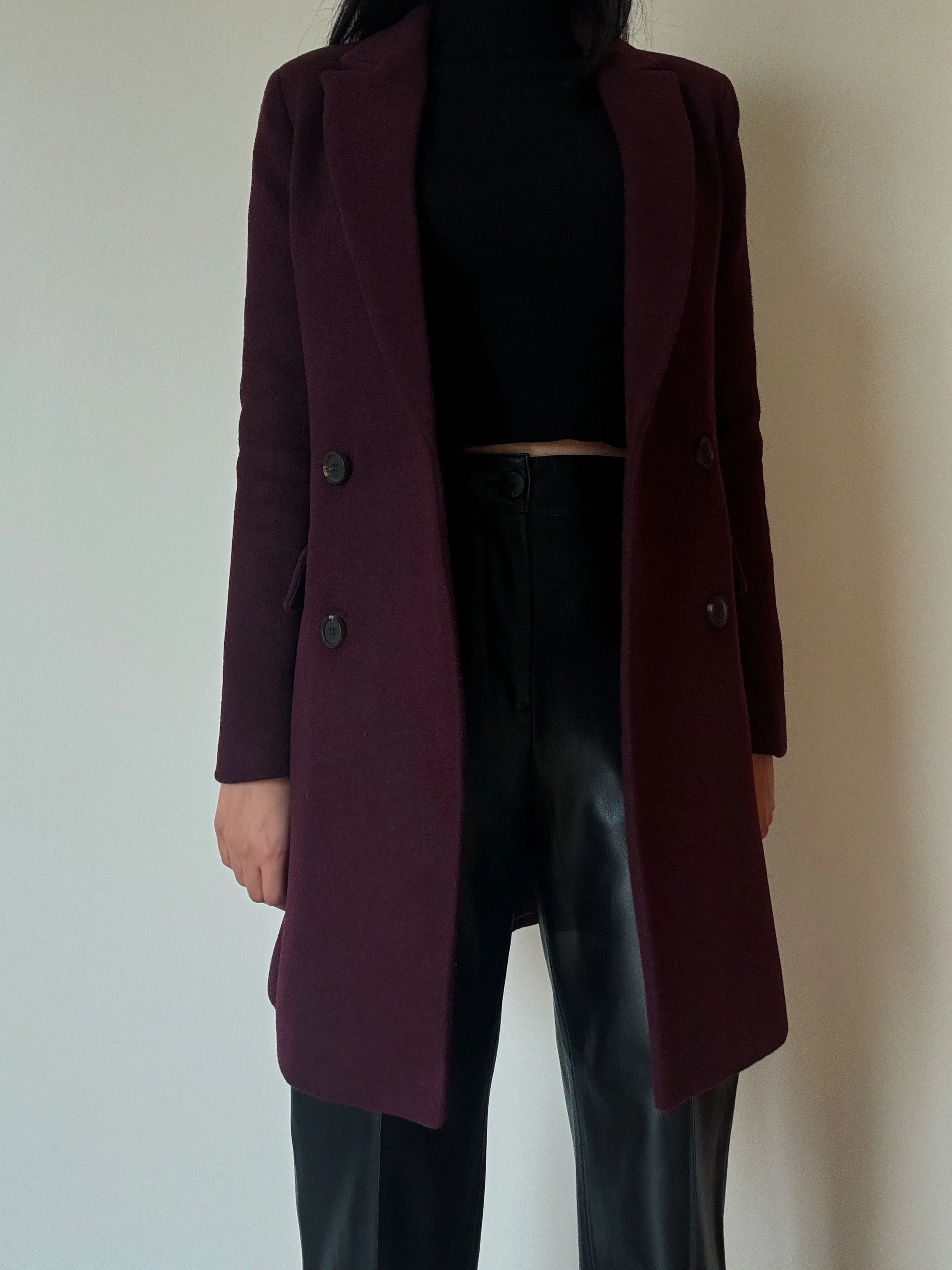 Burgundy Coat (30% Wool)