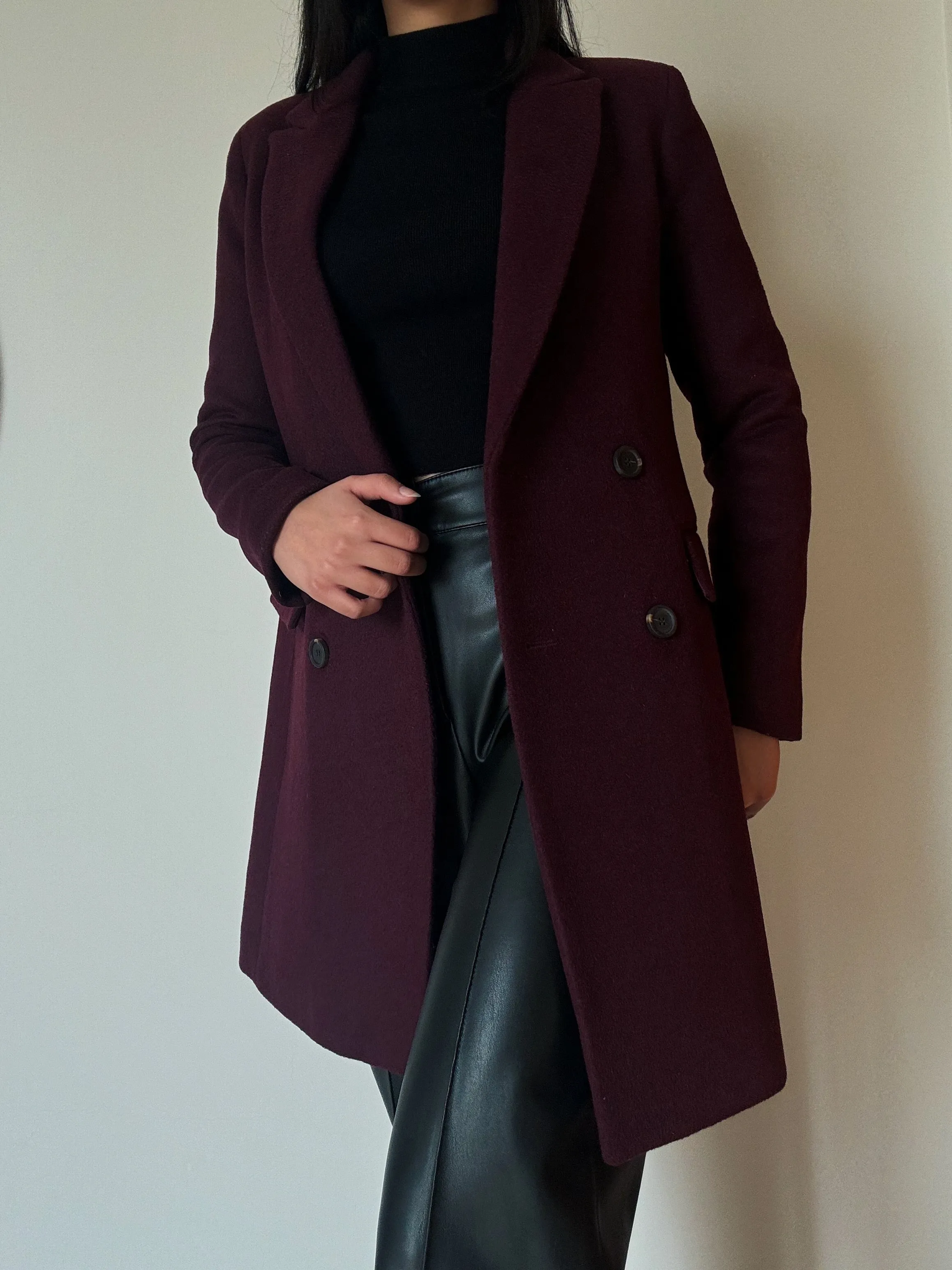 Burgundy Coat (30% Wool)