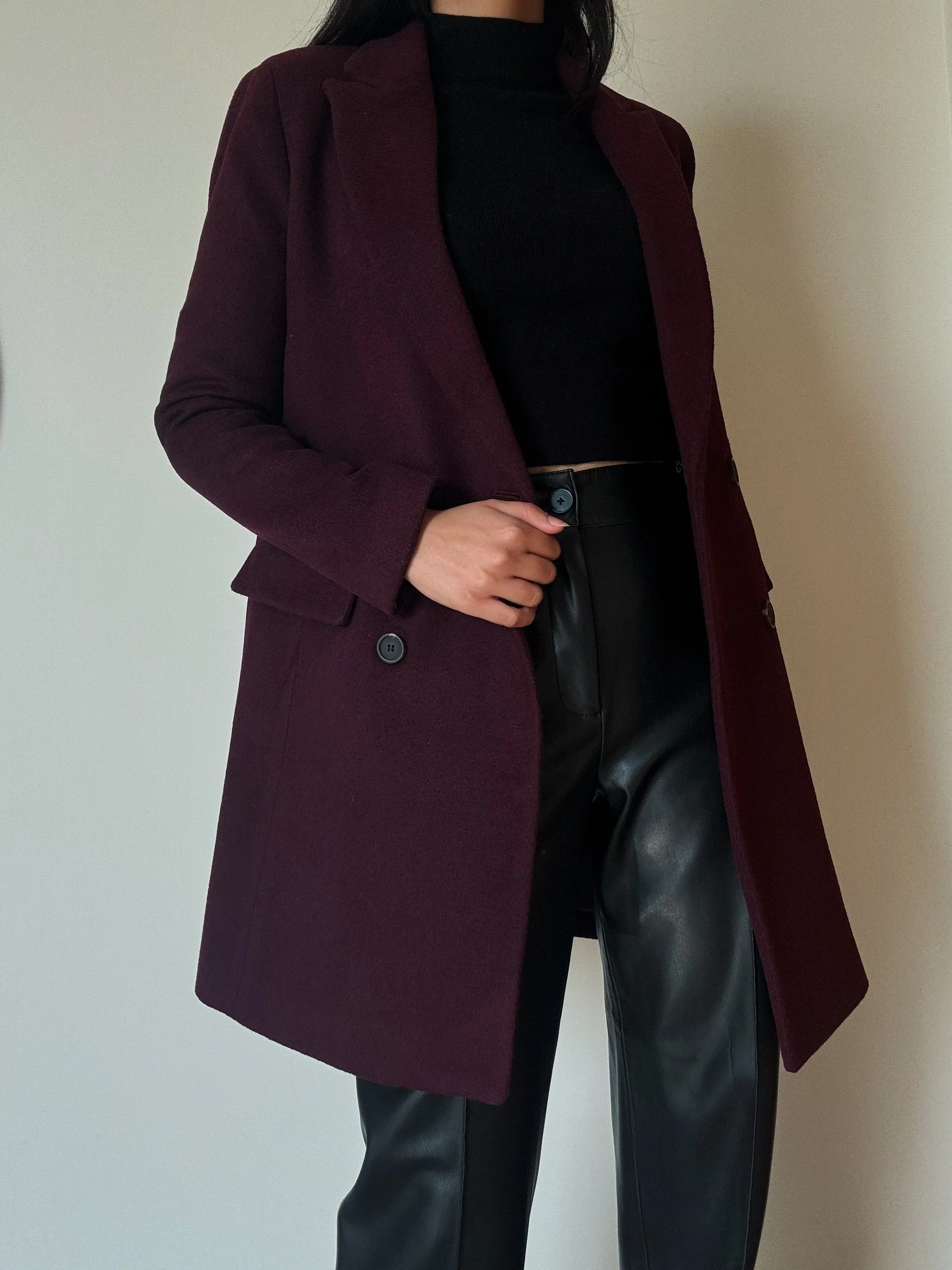 Burgundy Coat (30% Wool)