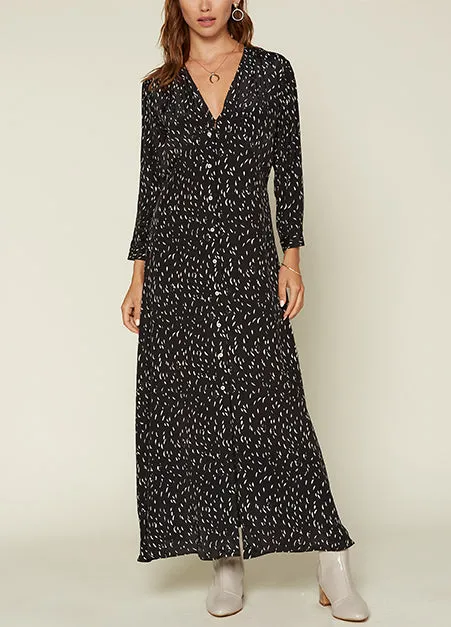 Button Down Black Maxi Dress