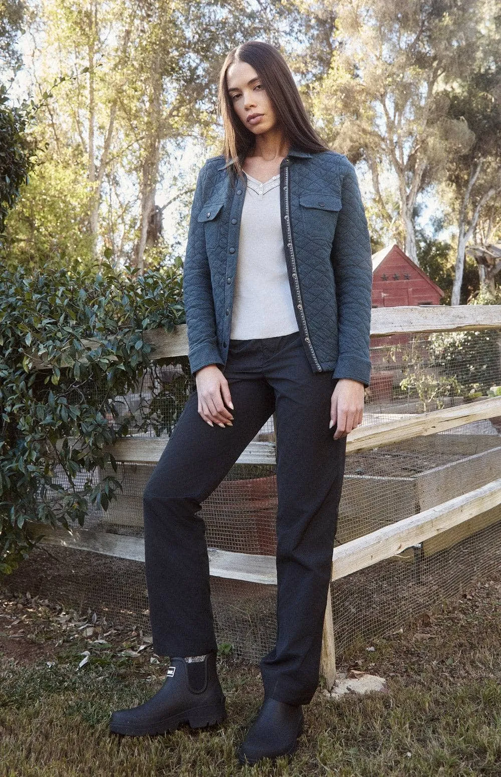 Cambria Shirt Jacket | Heather Blue