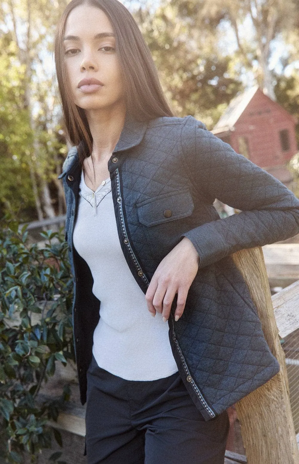 Cambria Shirt Jacket | Heather Blue