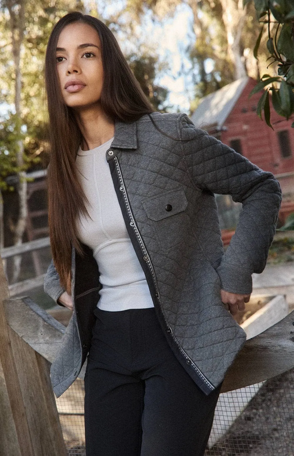Cambria Shirt Jacket | Heather Grey