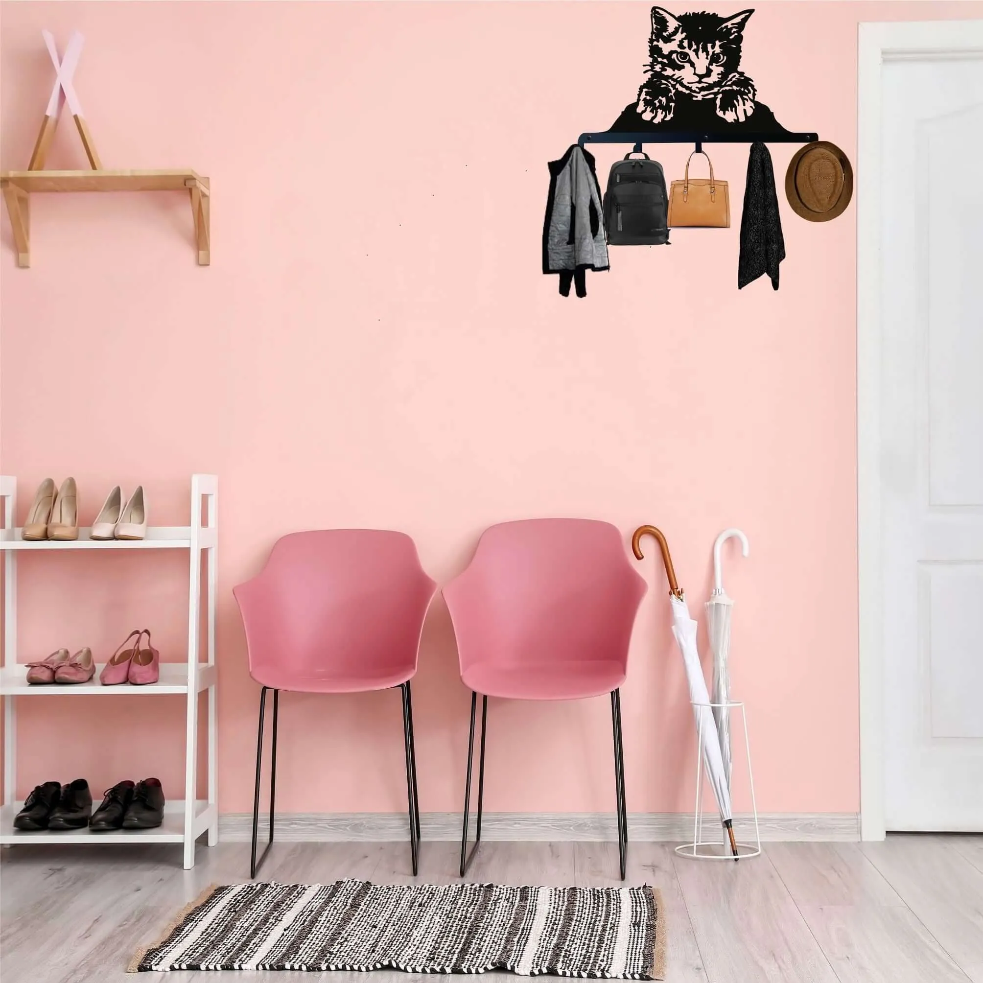 Cat Metal Coat Rack, Wall Mount Hanger