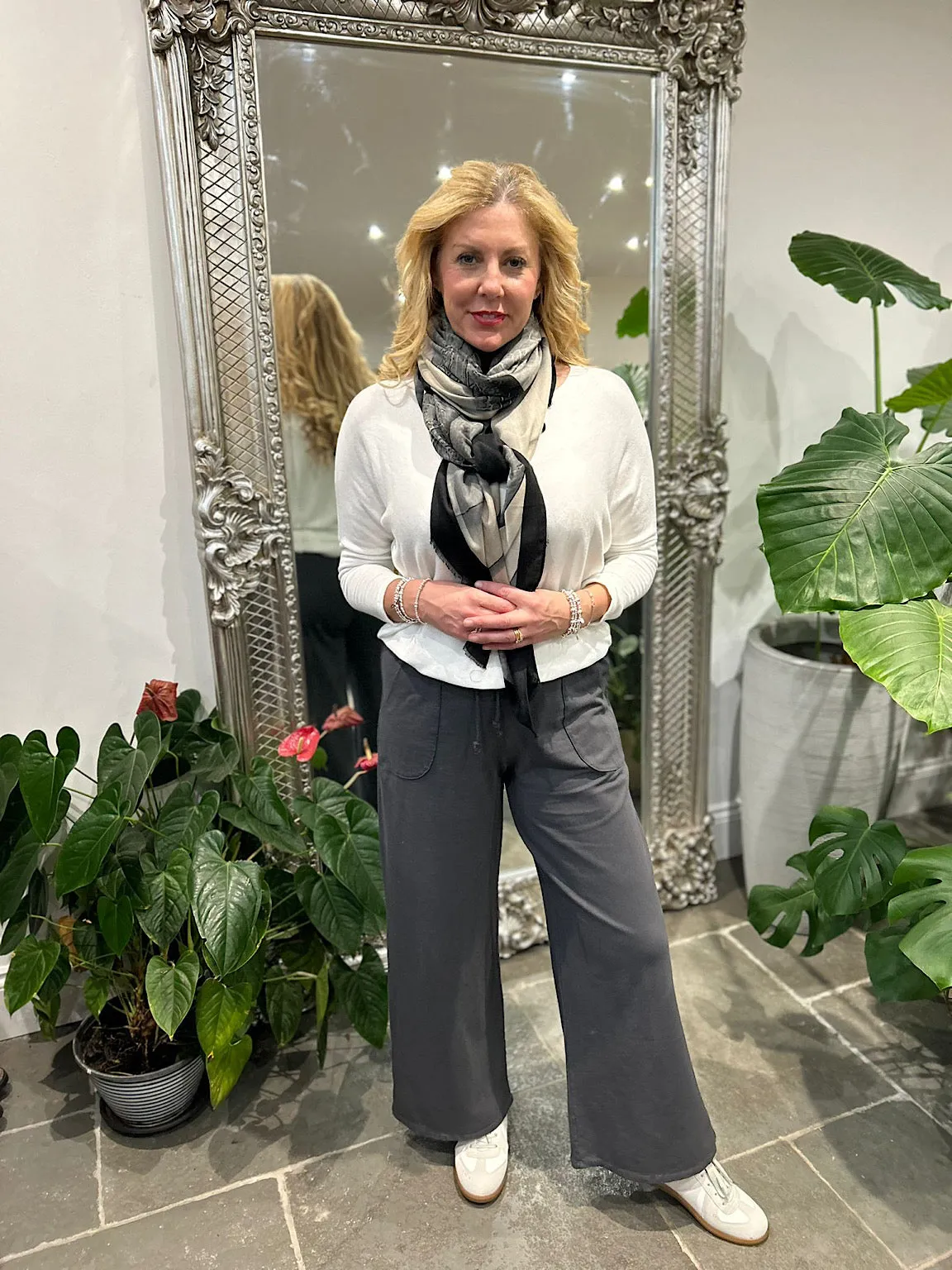 Charcoal Wide Leg Joggers Faye