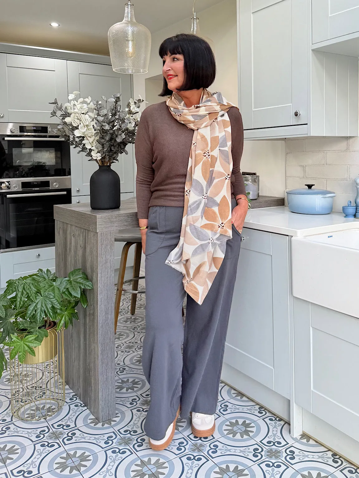 Charcoal Wide Leg Joggers Faye