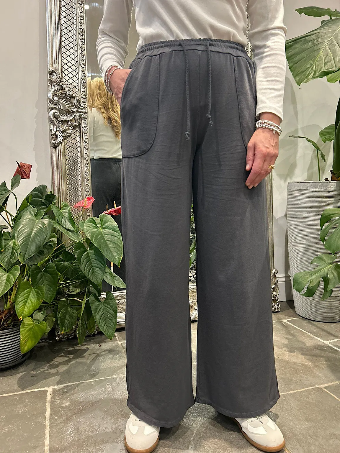 Charcoal Wide Leg Joggers Faye