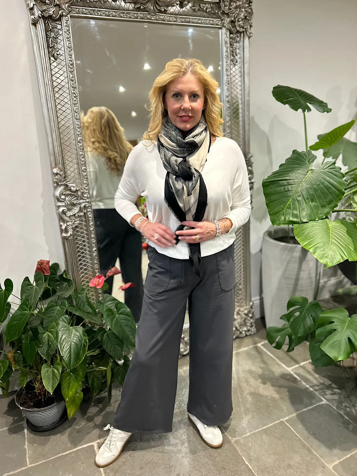 Charcoal Wide Leg Joggers Faye