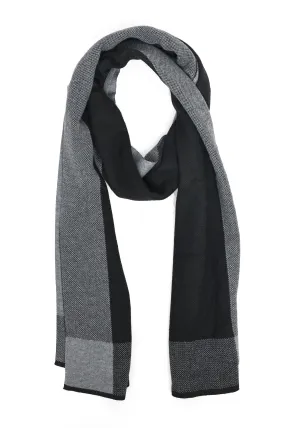 COLOR-BLOCK KNIT SCARF-BLACK