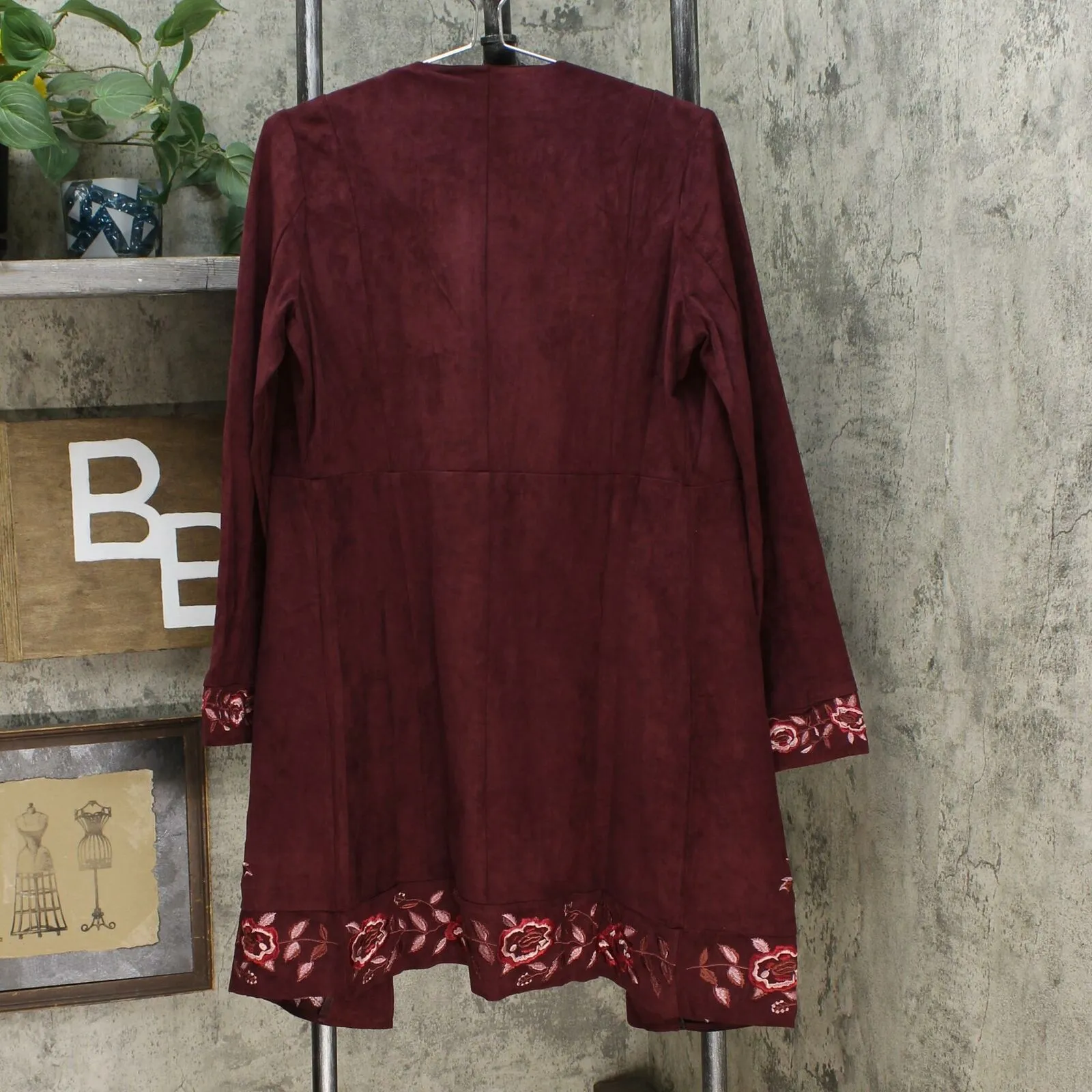 Curation's Womens Bohemian Glamour Faux Suede Topper Jacket