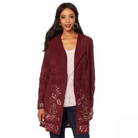 Curation's Womens Bohemian Glamour Faux Suede Topper Jacket