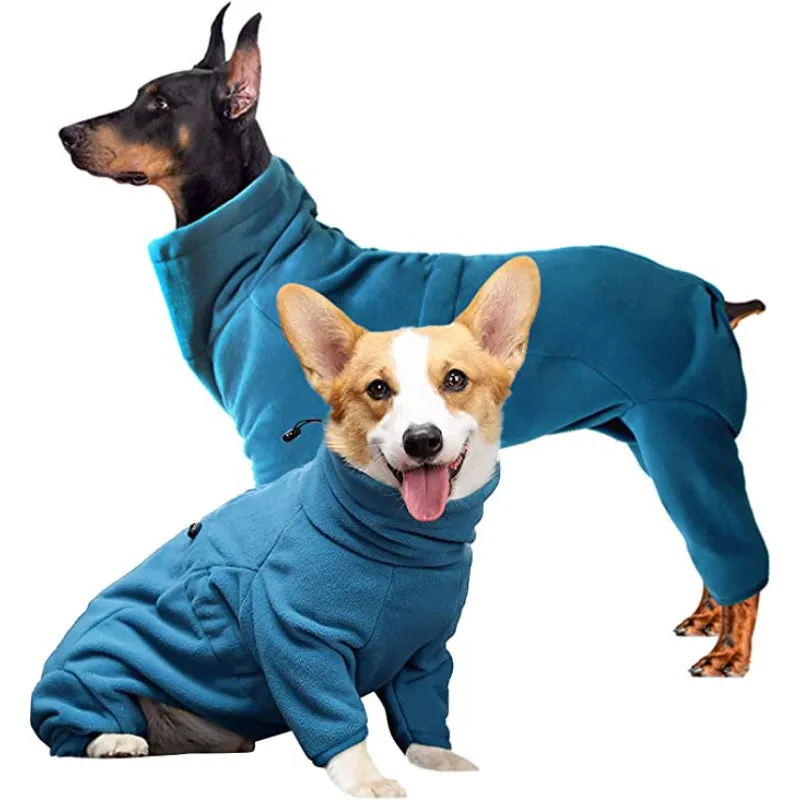 Dog Winter Coat Soft Fleece Pullover Pajamas, Pet Outfit Clothes