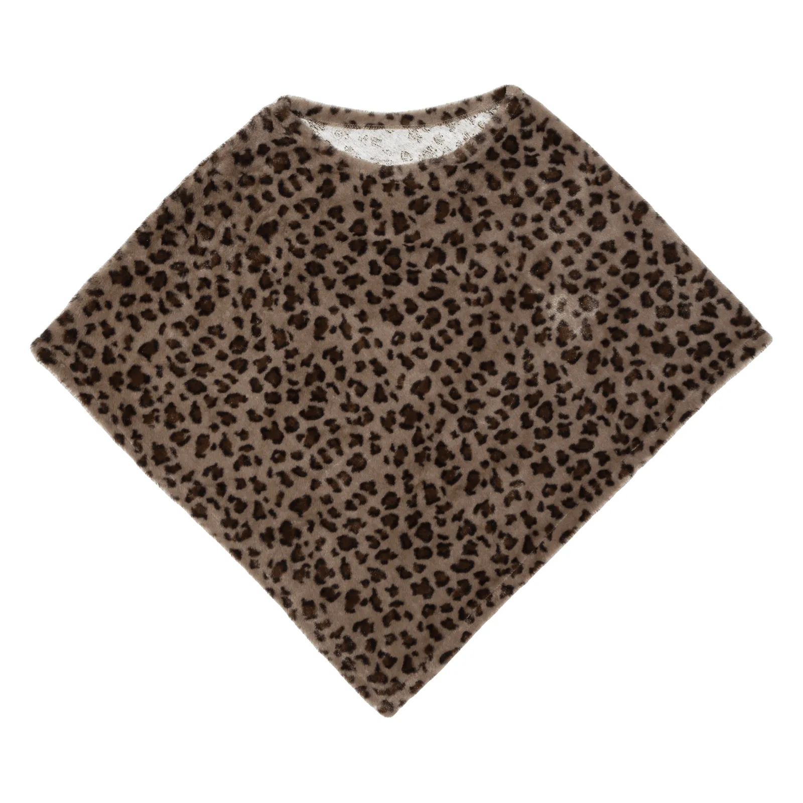 Faux Fur Poncho Womens Jacket Brown M