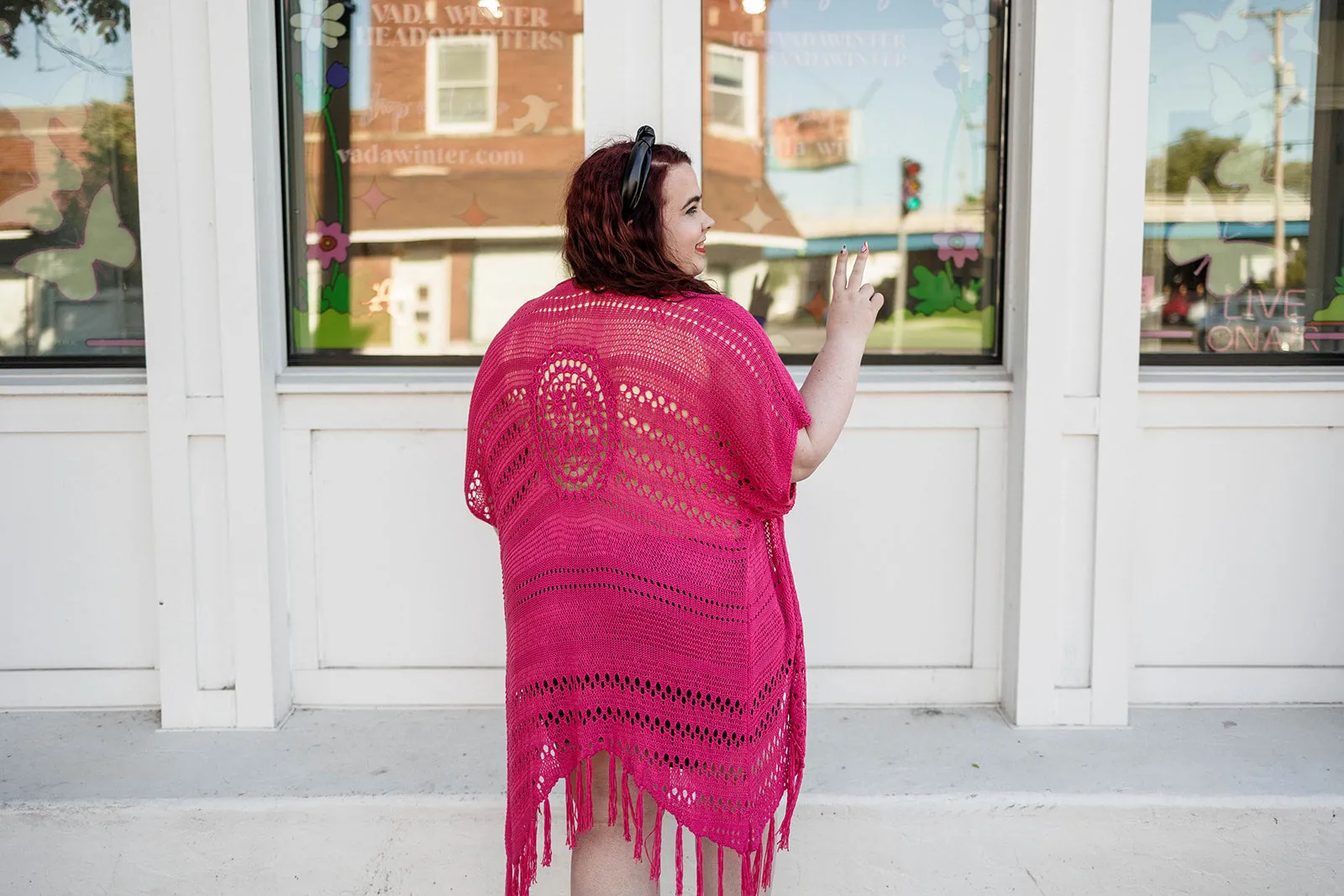 fern cardi in hot pink