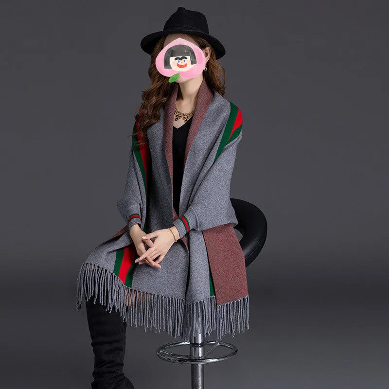 Fringed cape with sleeves（AY1489）