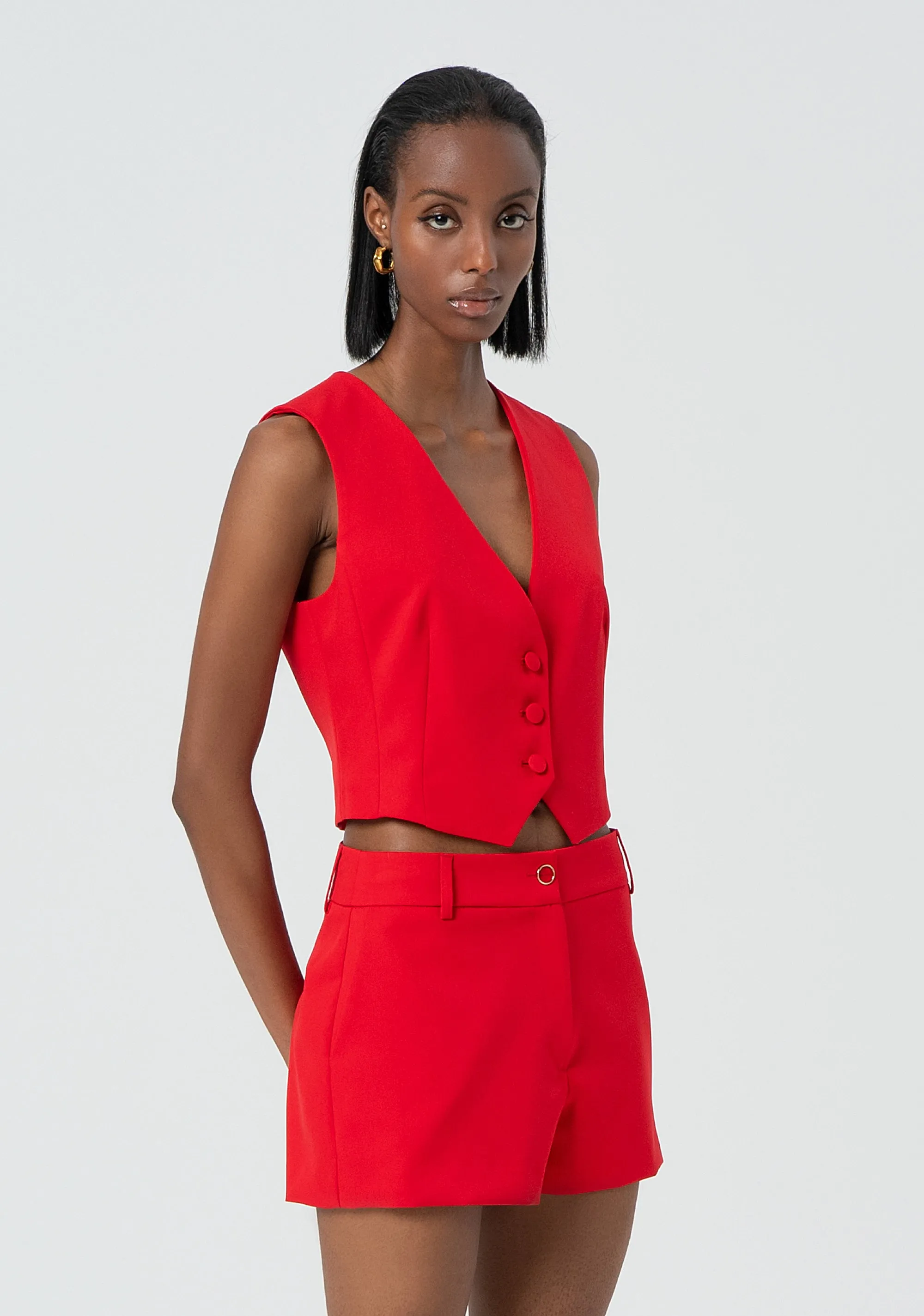 Gilet cropped made in soft fabric