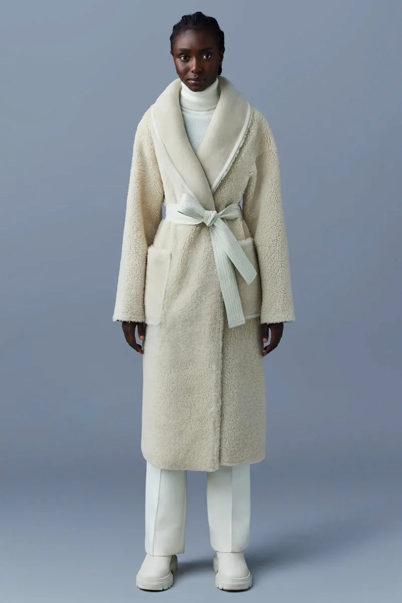 Hana 2-in-1 Shearling Robe Coat Cream