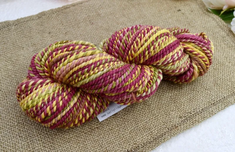 Hand Spun Tasmanian Merino Wool Chunky Yarn in Bright Autumn