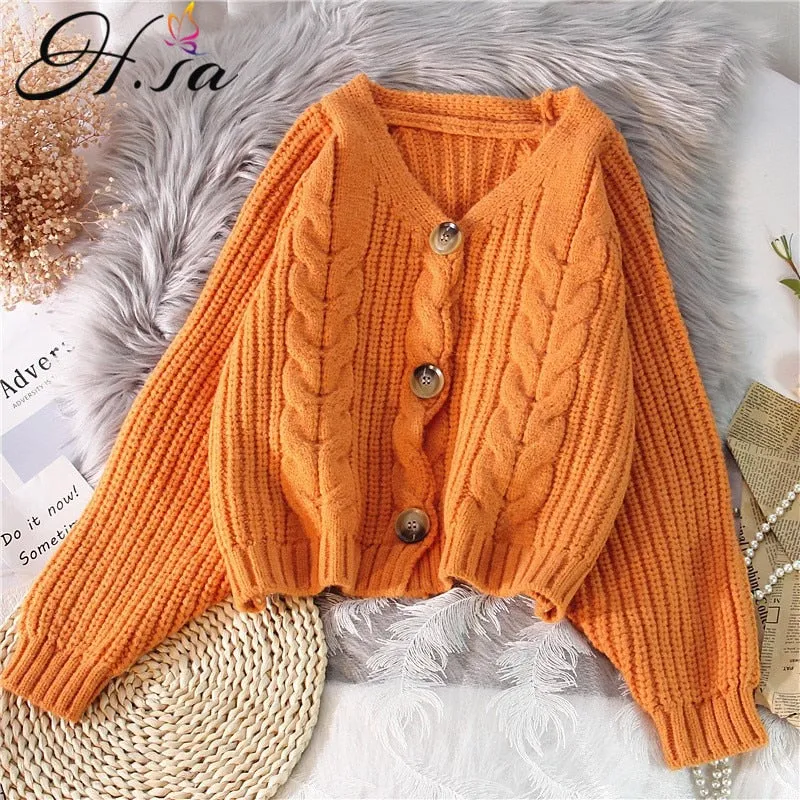 Joskaa Christmas Gift H.SA Women Casual Cardigans 2024 Fall Winter Twsied Sweater Cardigan Button Up Knitted Jackets Oversized Sweater Poncho Tops