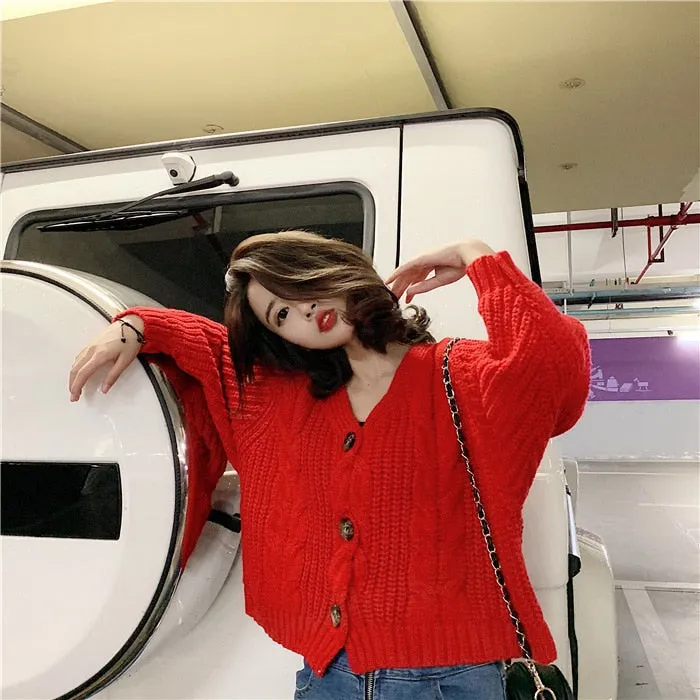 Joskaa Christmas Gift H.SA Women Casual Cardigans 2024 Fall Winter Twsied Sweater Cardigan Button Up Knitted Jackets Oversized Sweater Poncho Tops