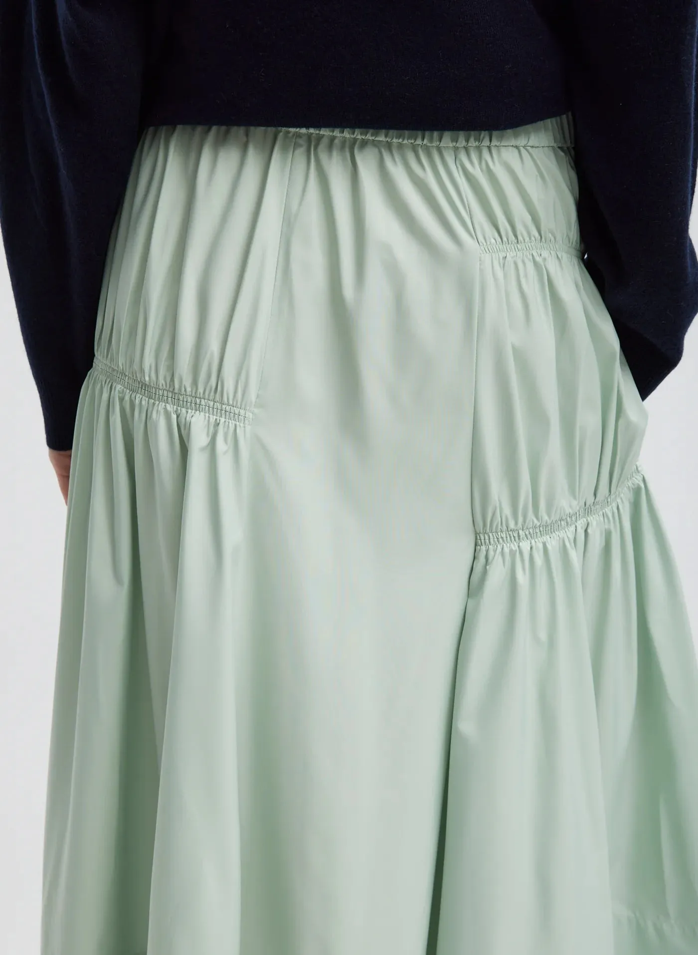 Lido Green Nylon Shirred Panel Skirt