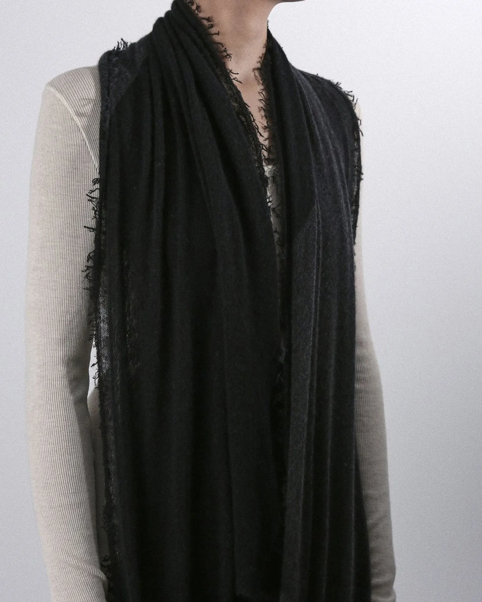 Love Duo Cashmere Scarf in Charcoal & Black