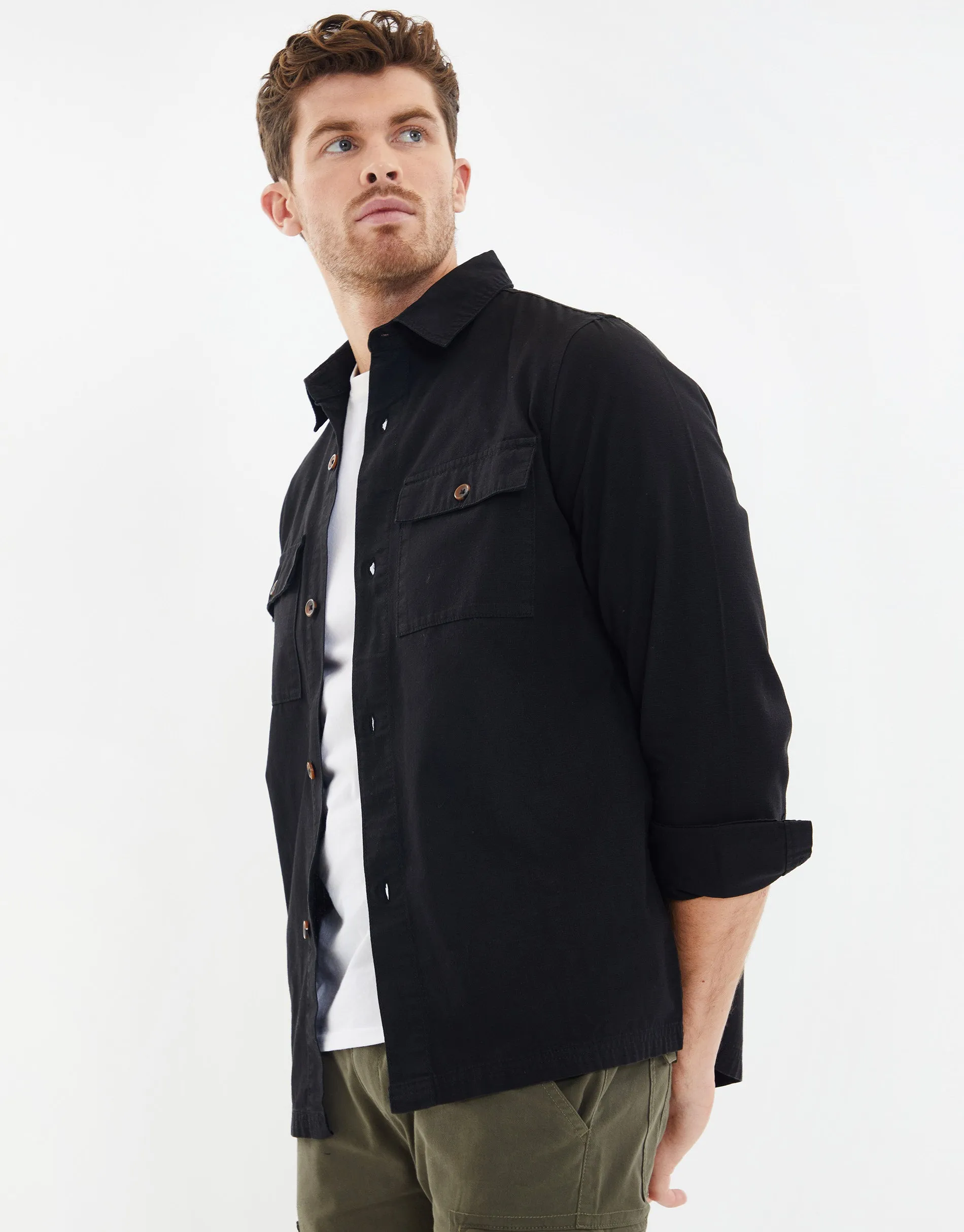 Men's Black Lightweight Shacket