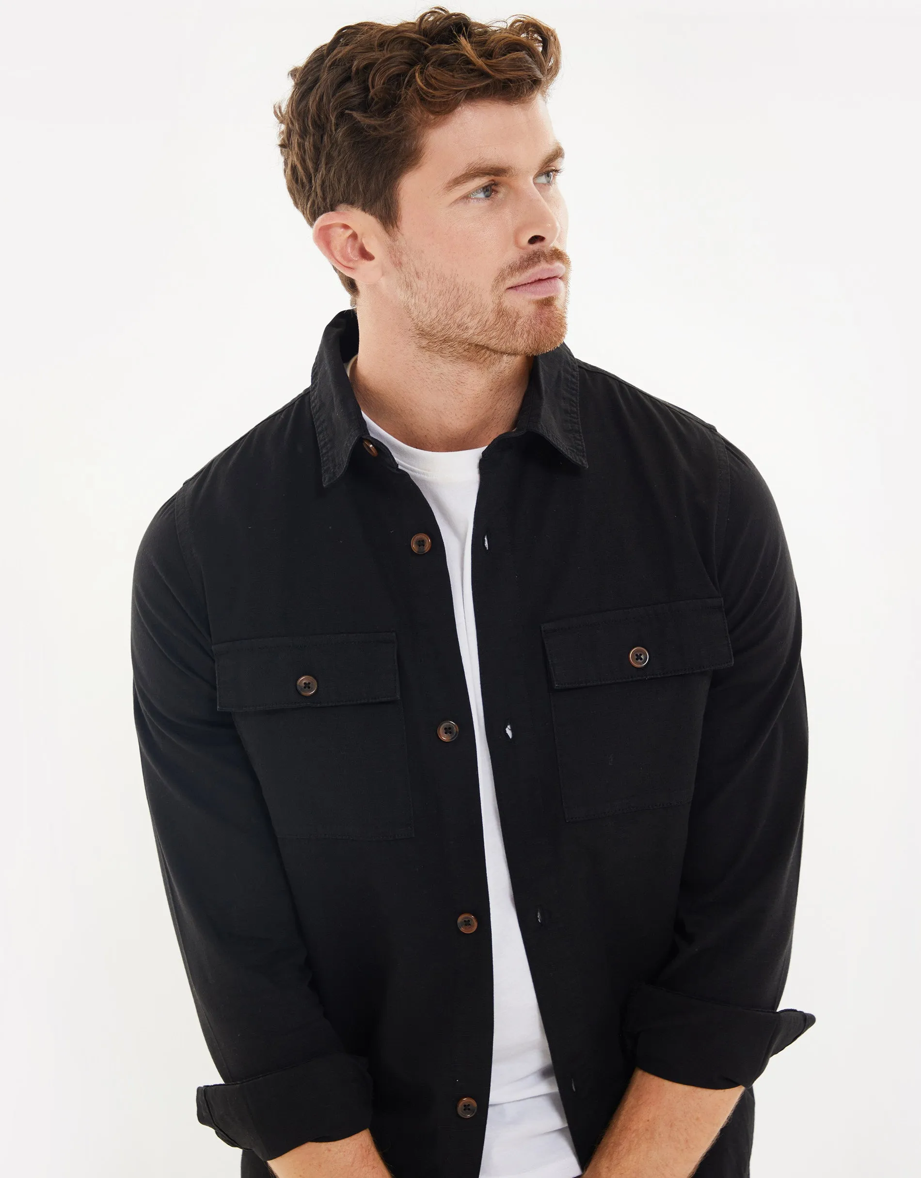 Men's Black Lightweight Shacket
