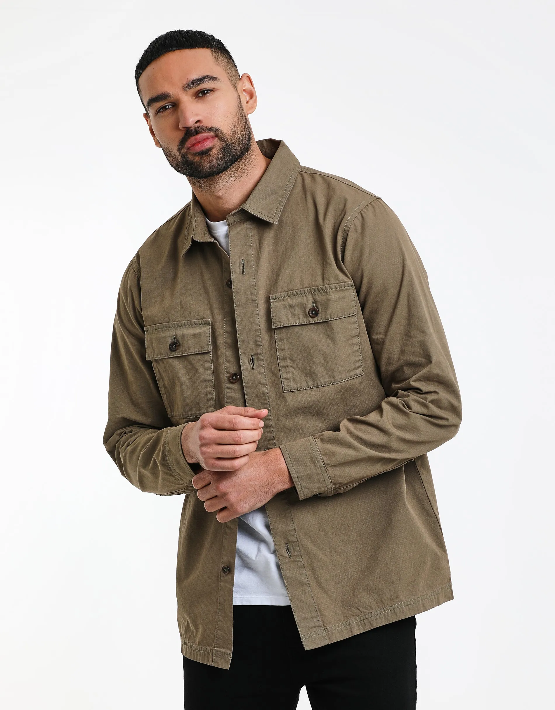 Men's Khaki Lightweight Shacket