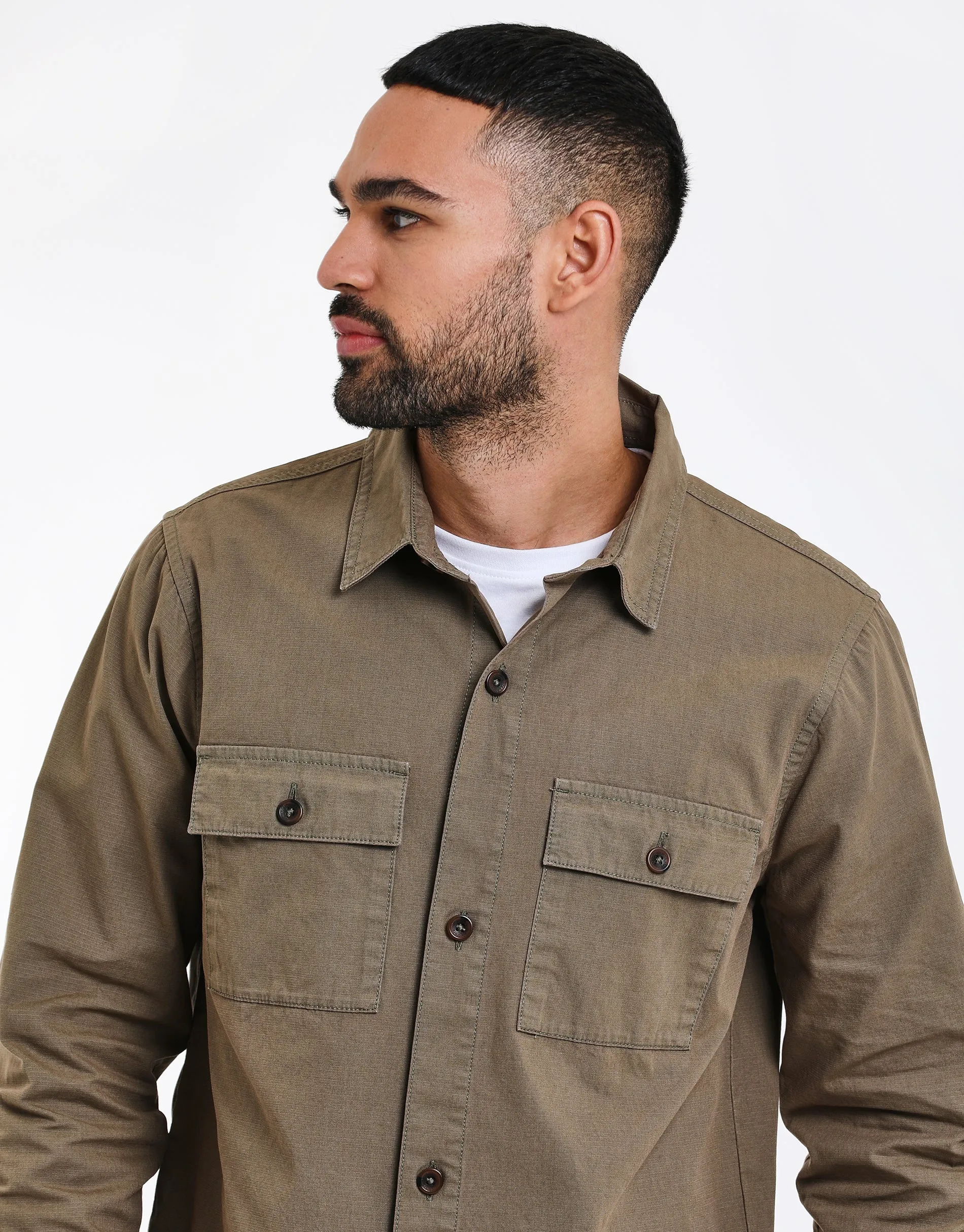 Men's Khaki Lightweight Shacket