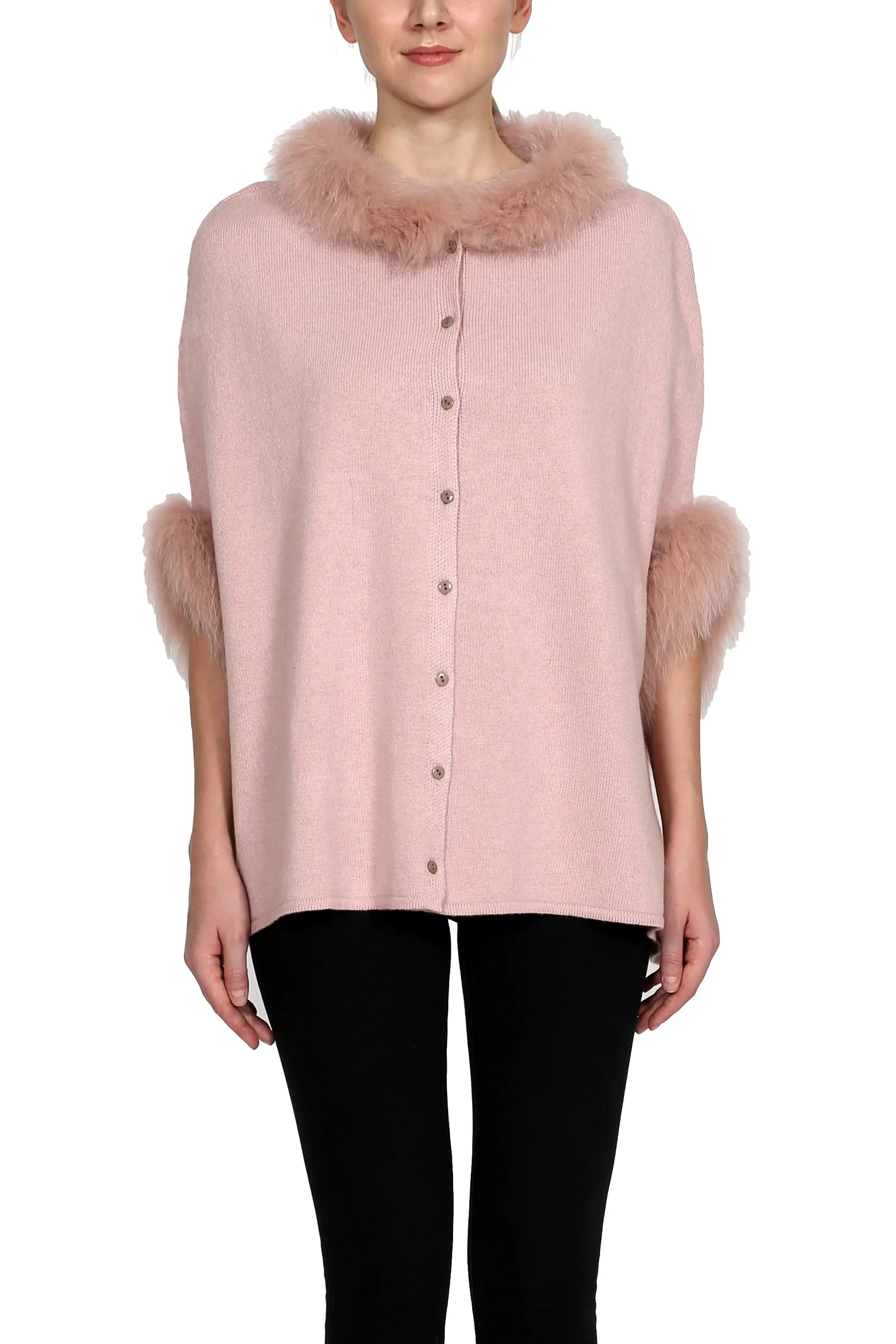 MIRABEL - Lightweight Poncho with Fox Fur