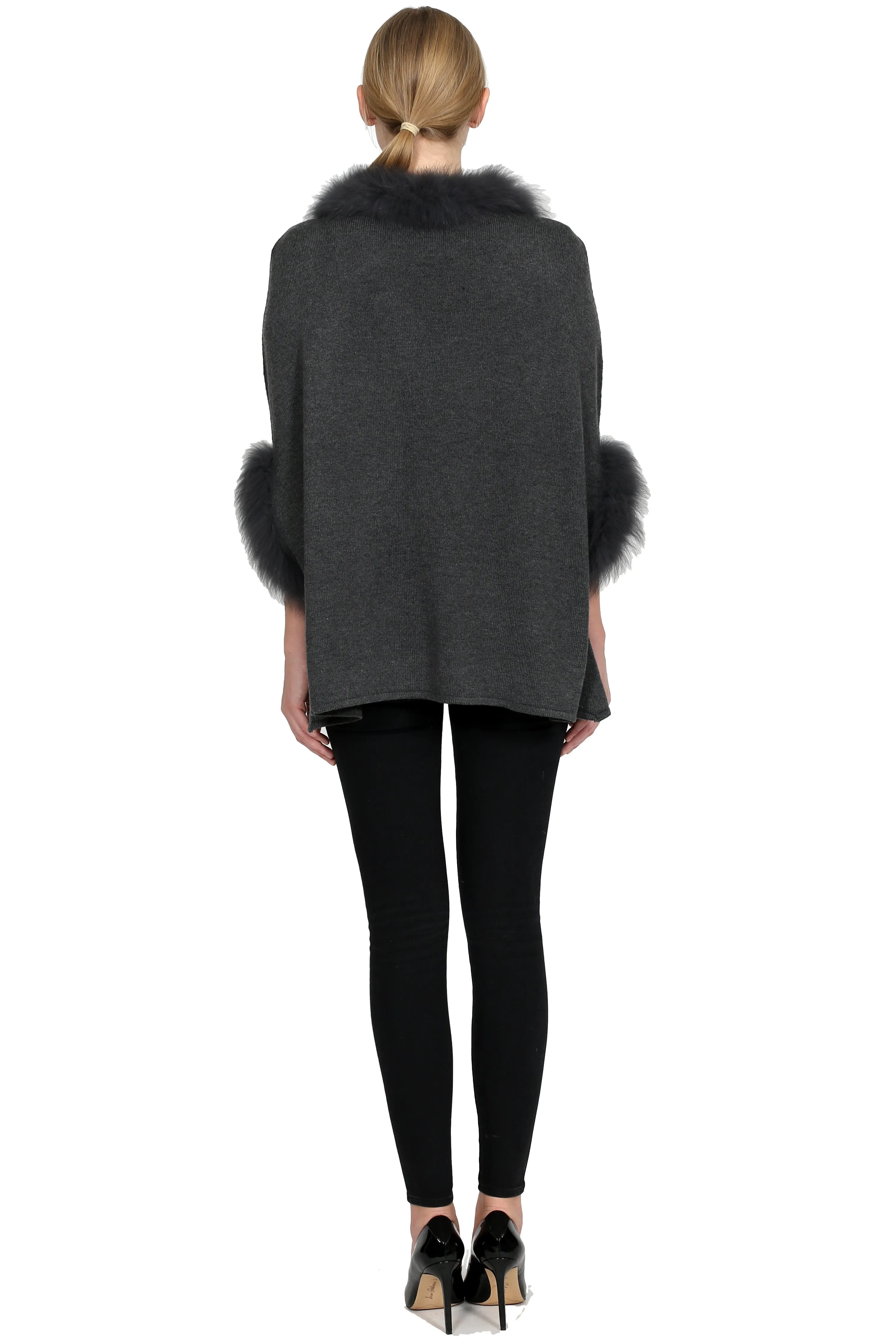 MIRABEL - Lightweight Poncho with Fox Fur
