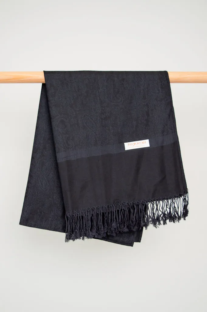 Pashmina Scarf, Black Paisley