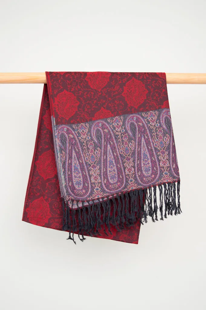 Pashmina Scarf, Crimson Paisley