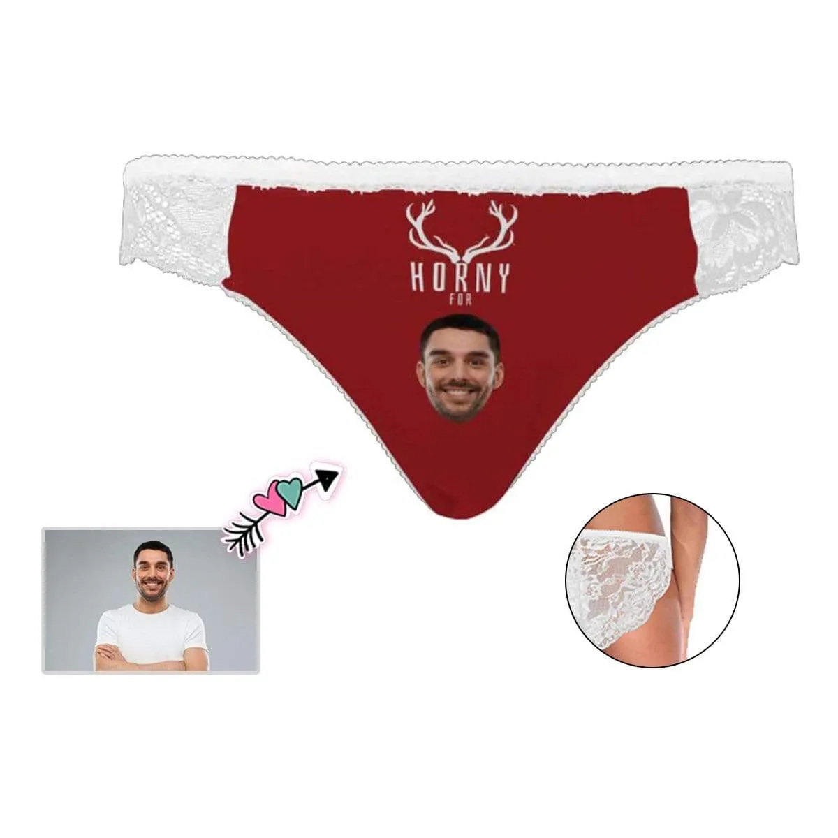 Personalized Face Womens Panties Custom Horny Sexy Underwear Women's Lace Panty Gift For Her