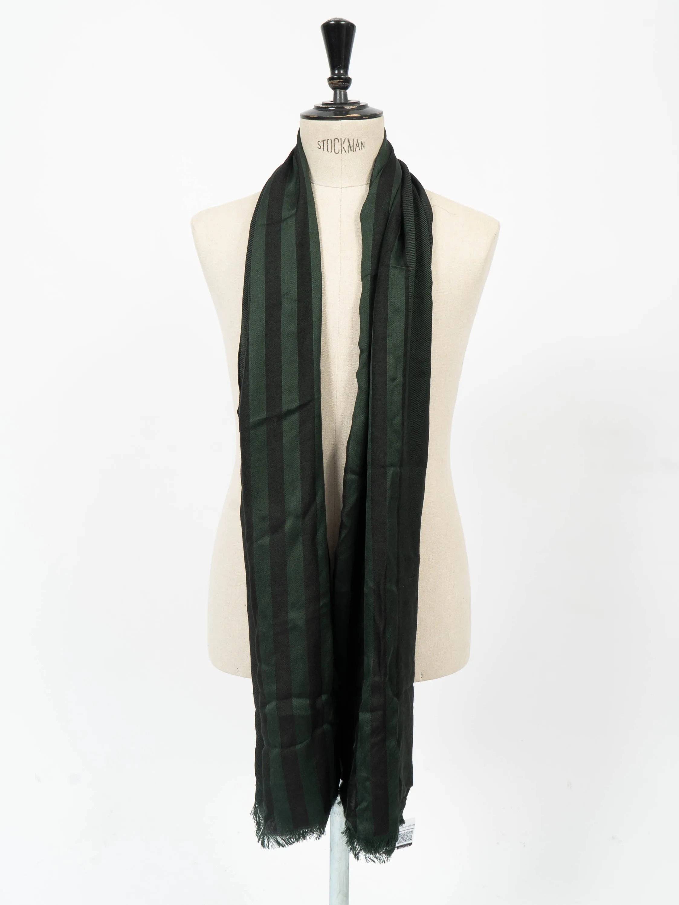 SS18 Green Striped Wool Scarf