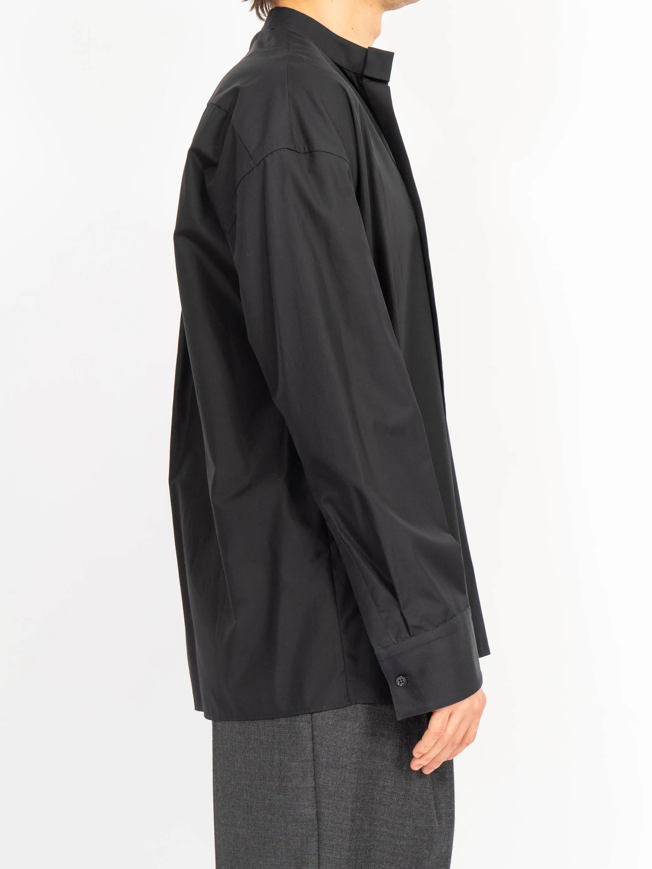 SS18 Oversized Cotton Shirt Scarf Collar Black