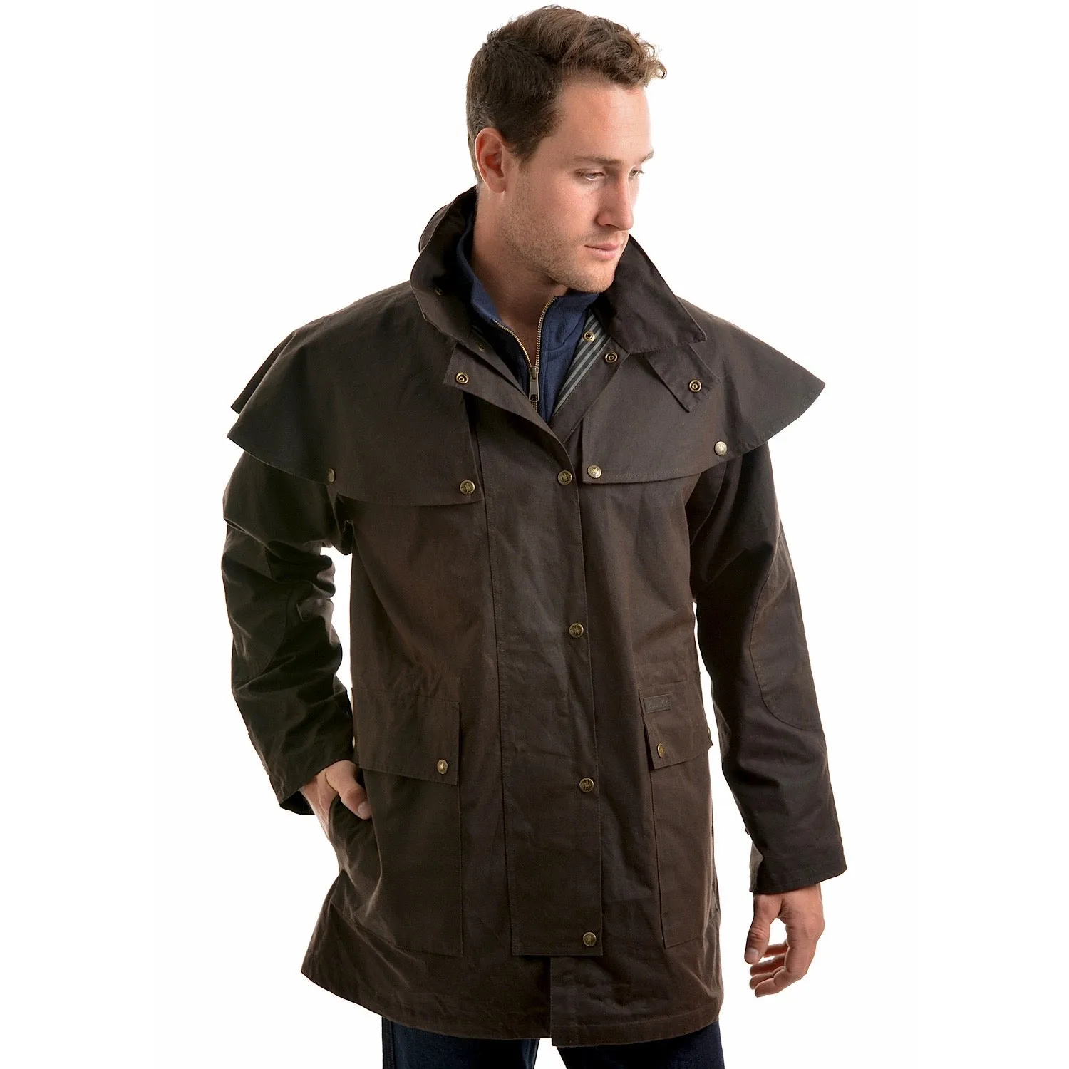 Thomas Cook Men's High Country Professional Oilskin Short Coat Rustic Mulch