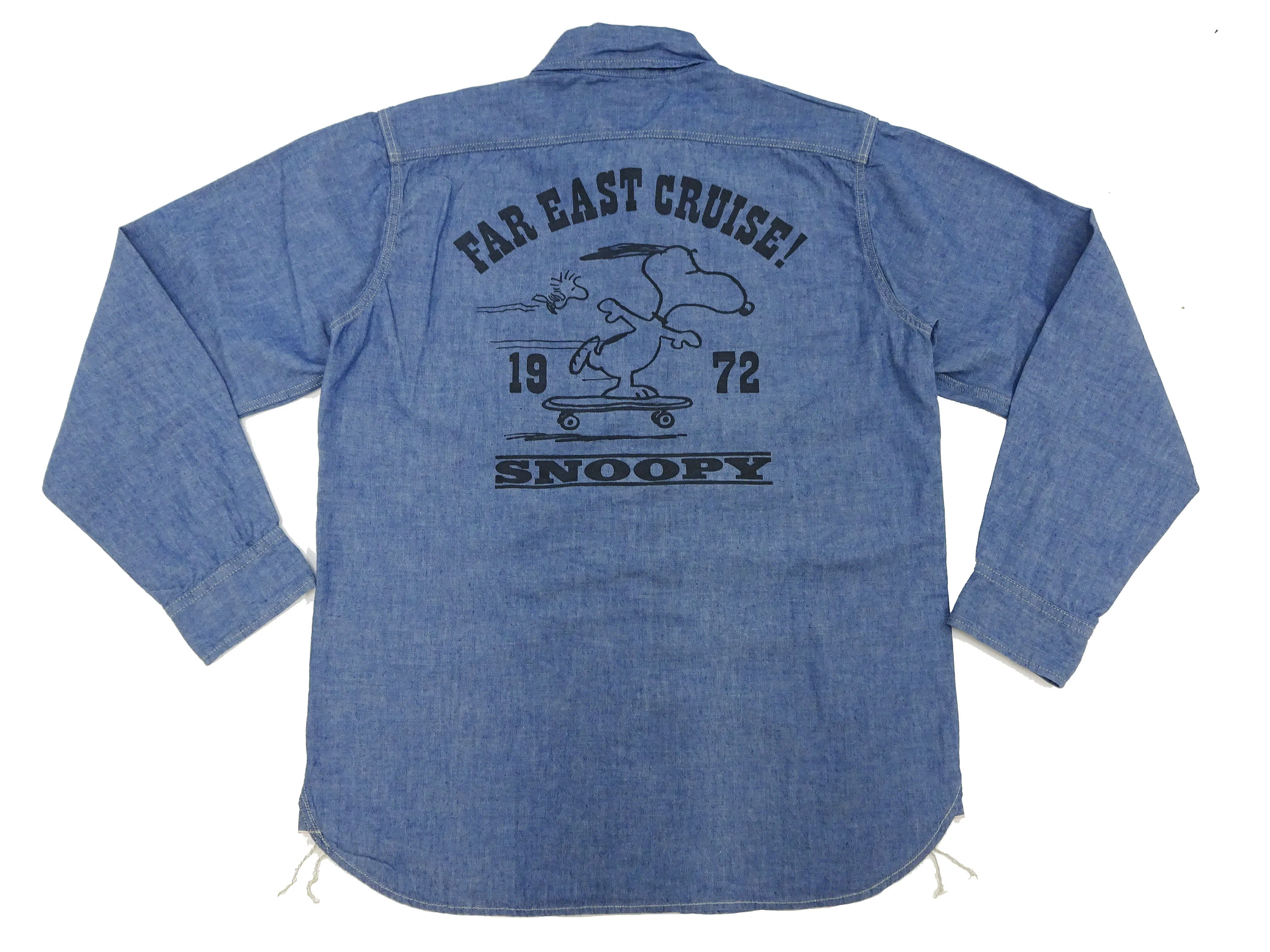 TOYS McCOY Blue Chambray Shirt Men's Snoopy Custom Long Sleeve Button Up Work Shirt TMS2402