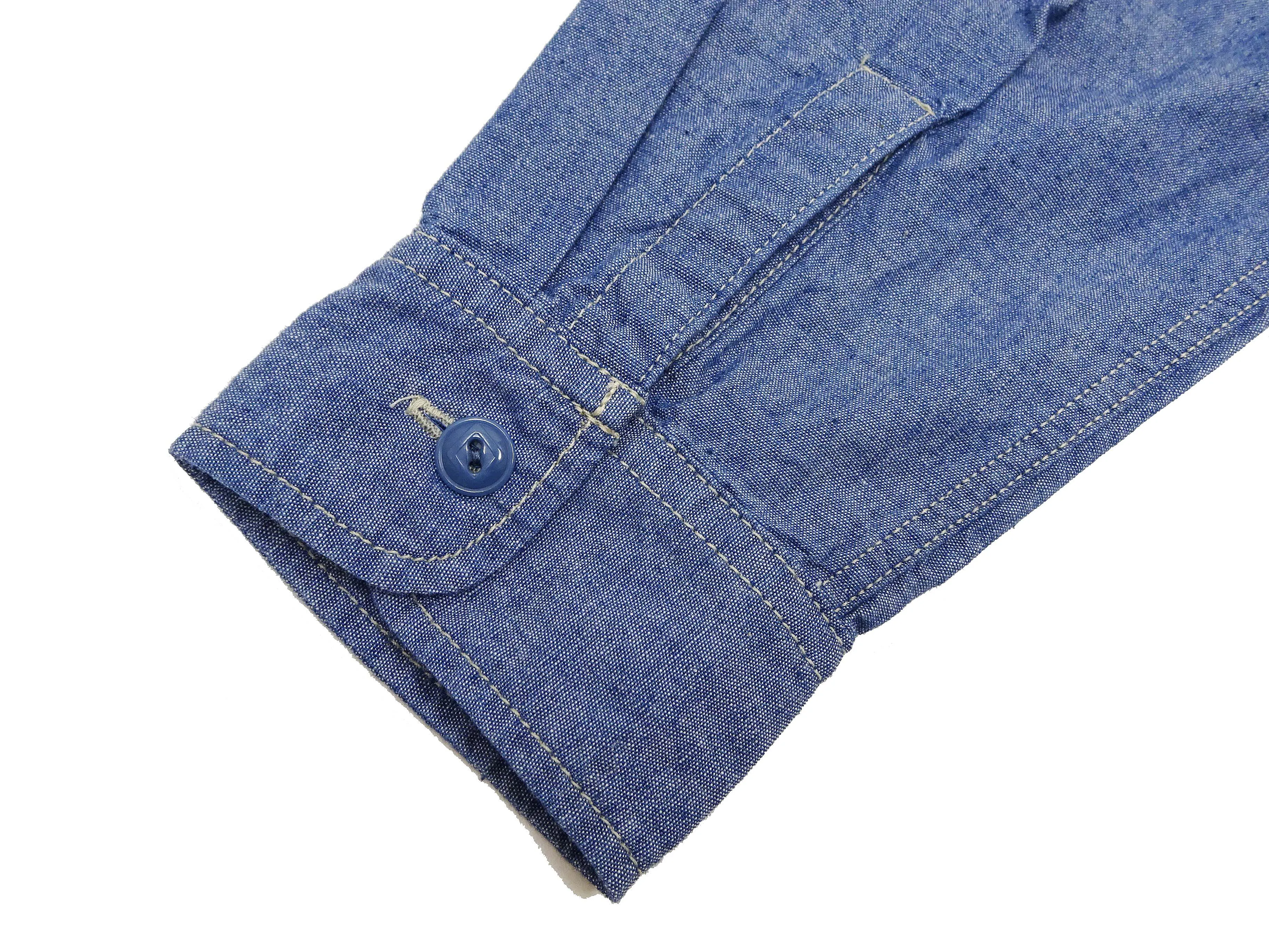 TOYS McCOY Blue Chambray Shirt Men's Snoopy Custom Long Sleeve Button Up Work Shirt TMS2402