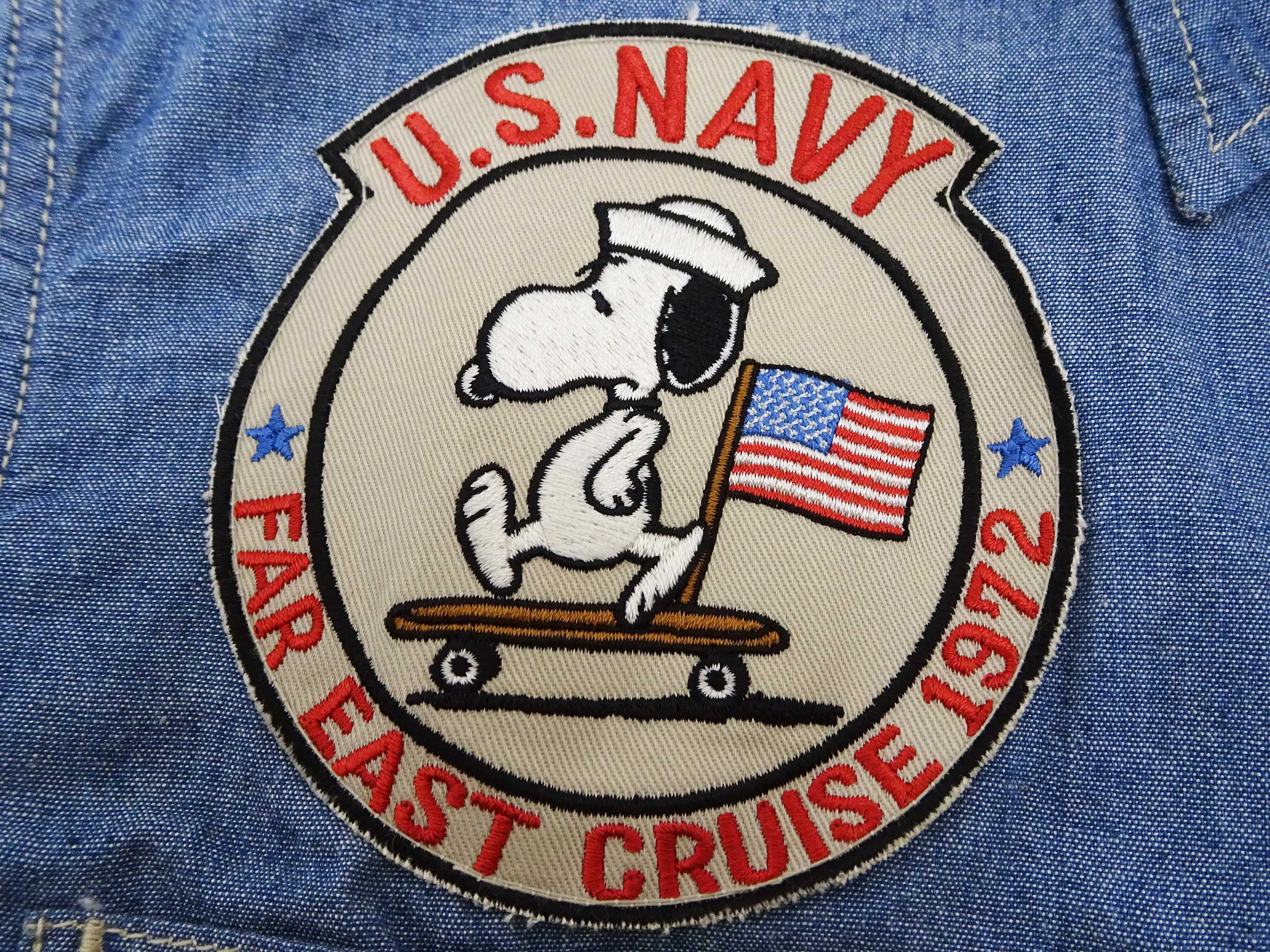 TOYS McCOY Blue Chambray Shirt Men's Snoopy Custom Long Sleeve Button Up Work Shirt TMS2402