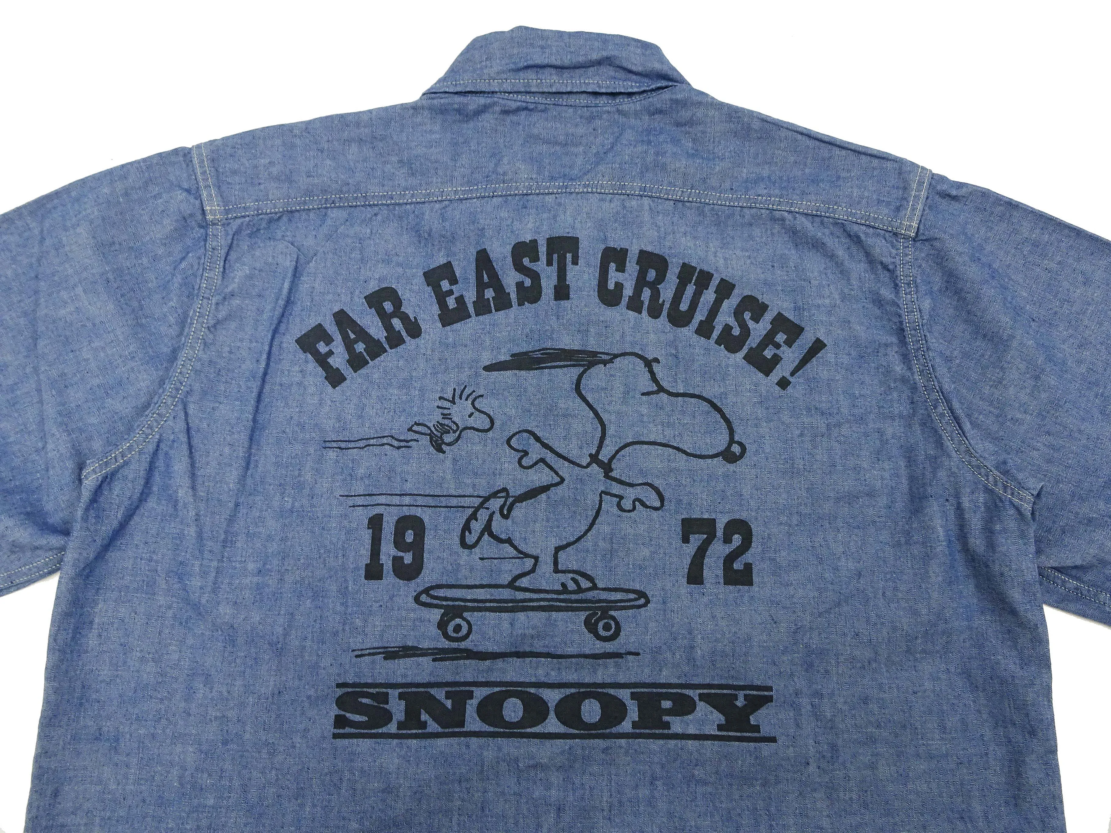 TOYS McCOY Blue Chambray Shirt Men's Snoopy Custom Long Sleeve Button Up Work Shirt TMS2402