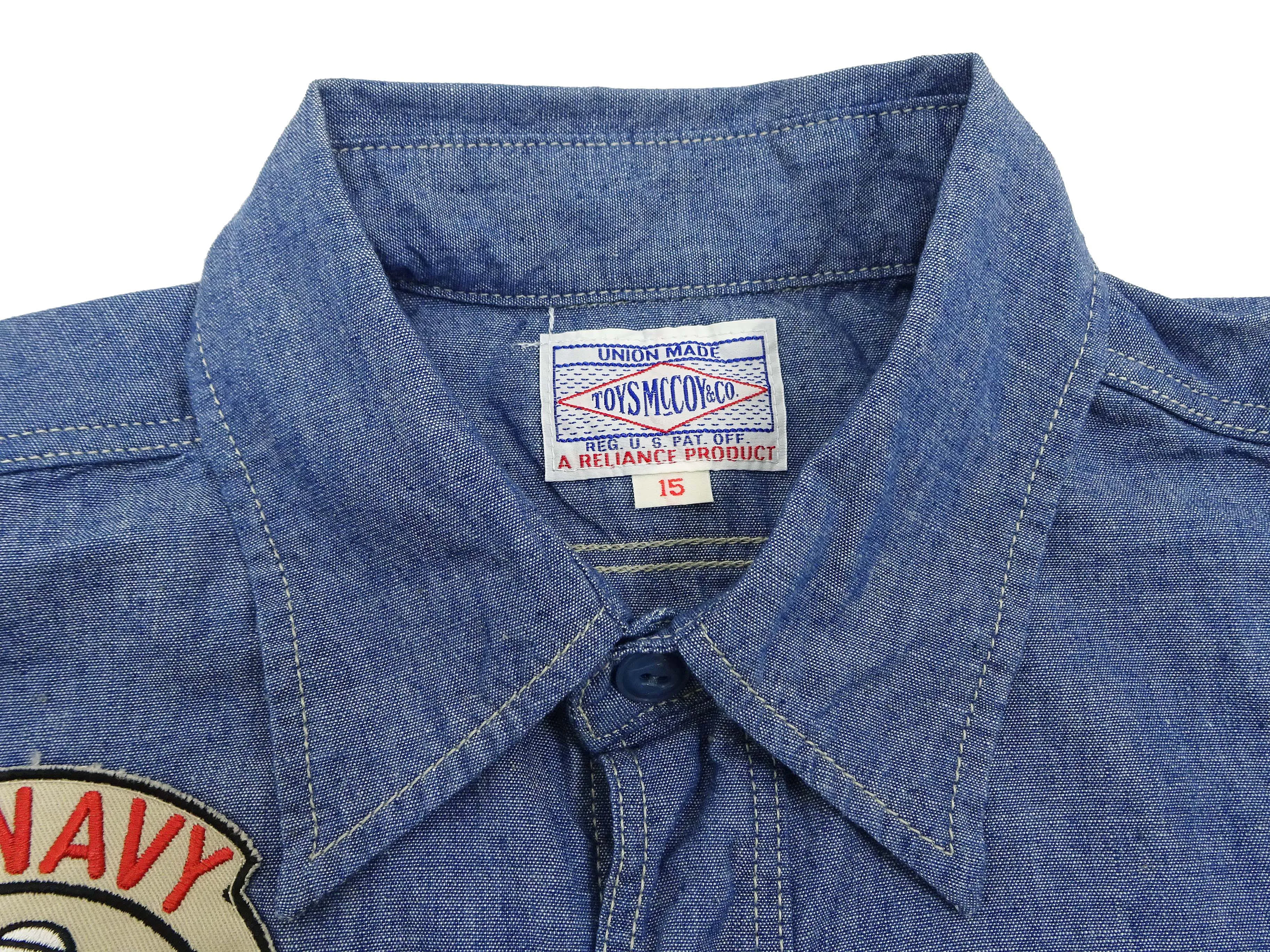 TOYS McCOY Blue Chambray Shirt Men's Snoopy Custom Long Sleeve Button Up Work Shirt TMS2402